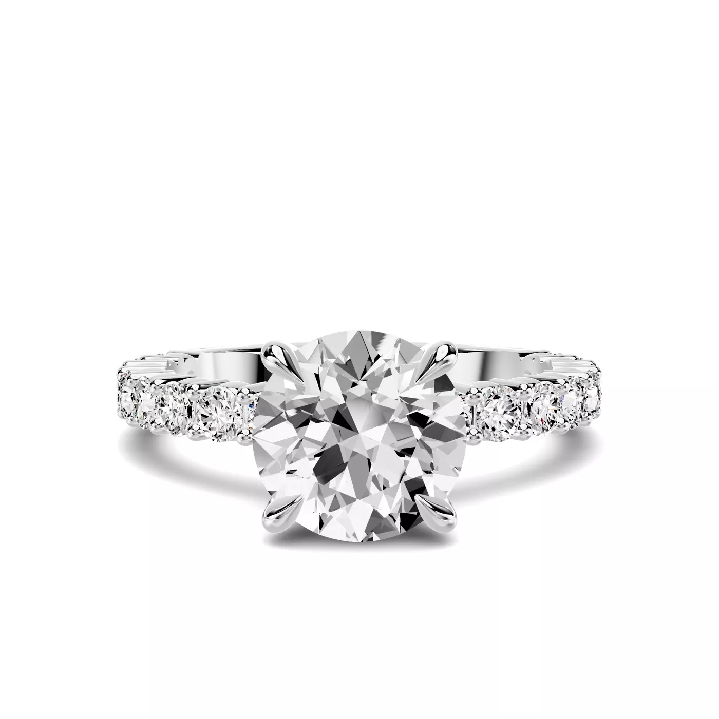 Brilliant Side Accents 14K White Gold Engagement Ring