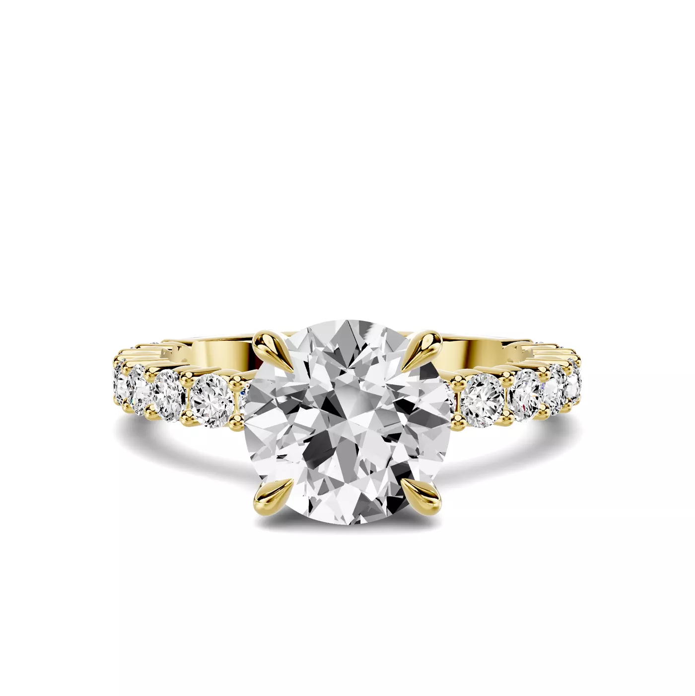 Brilliant Side Accents 14K Yellow Gold Engagement Ring