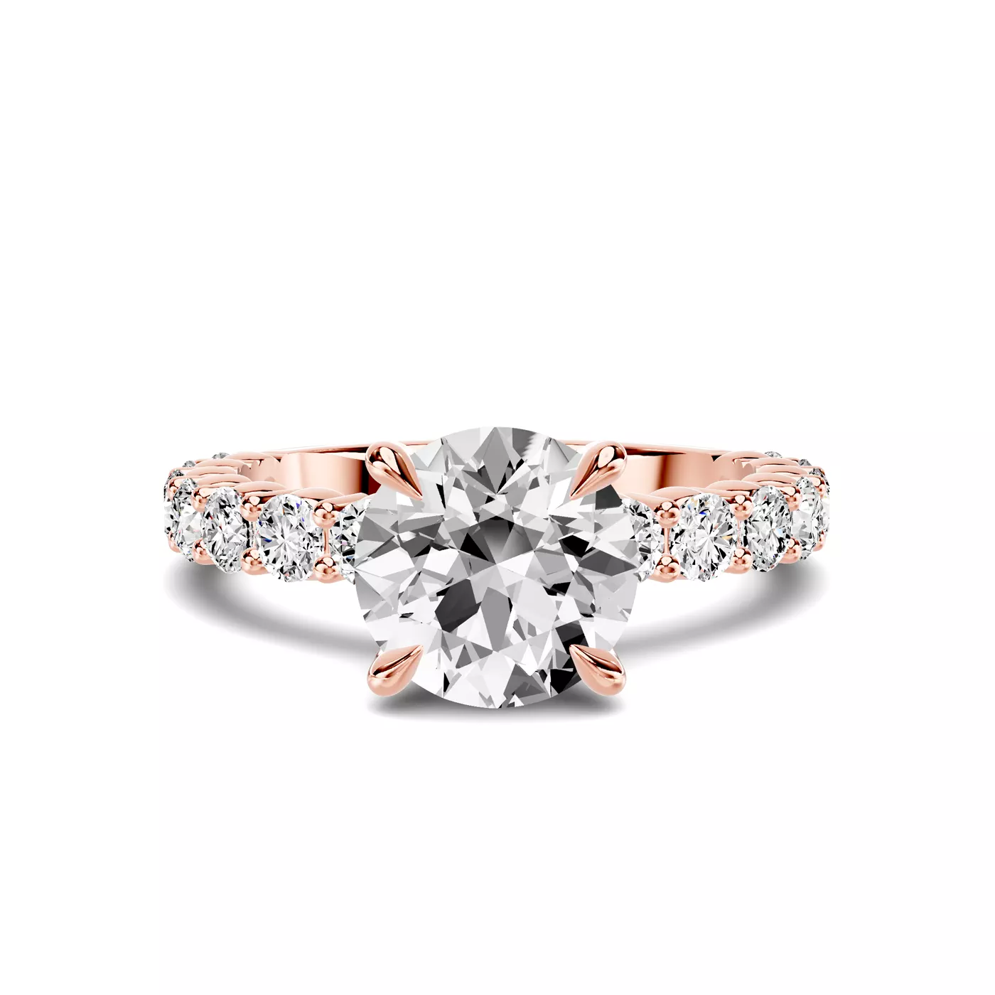 Brilliant Side Accents 14K Rose Gold Engagement Ring