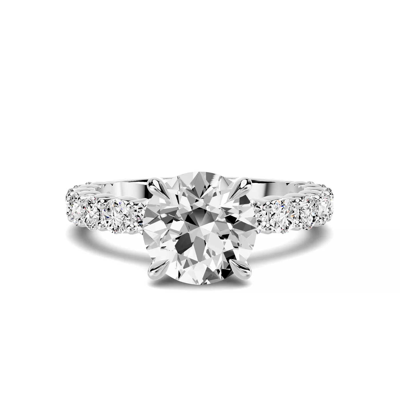 Brilliant Side Accents 14K White Gold Engagement Ring