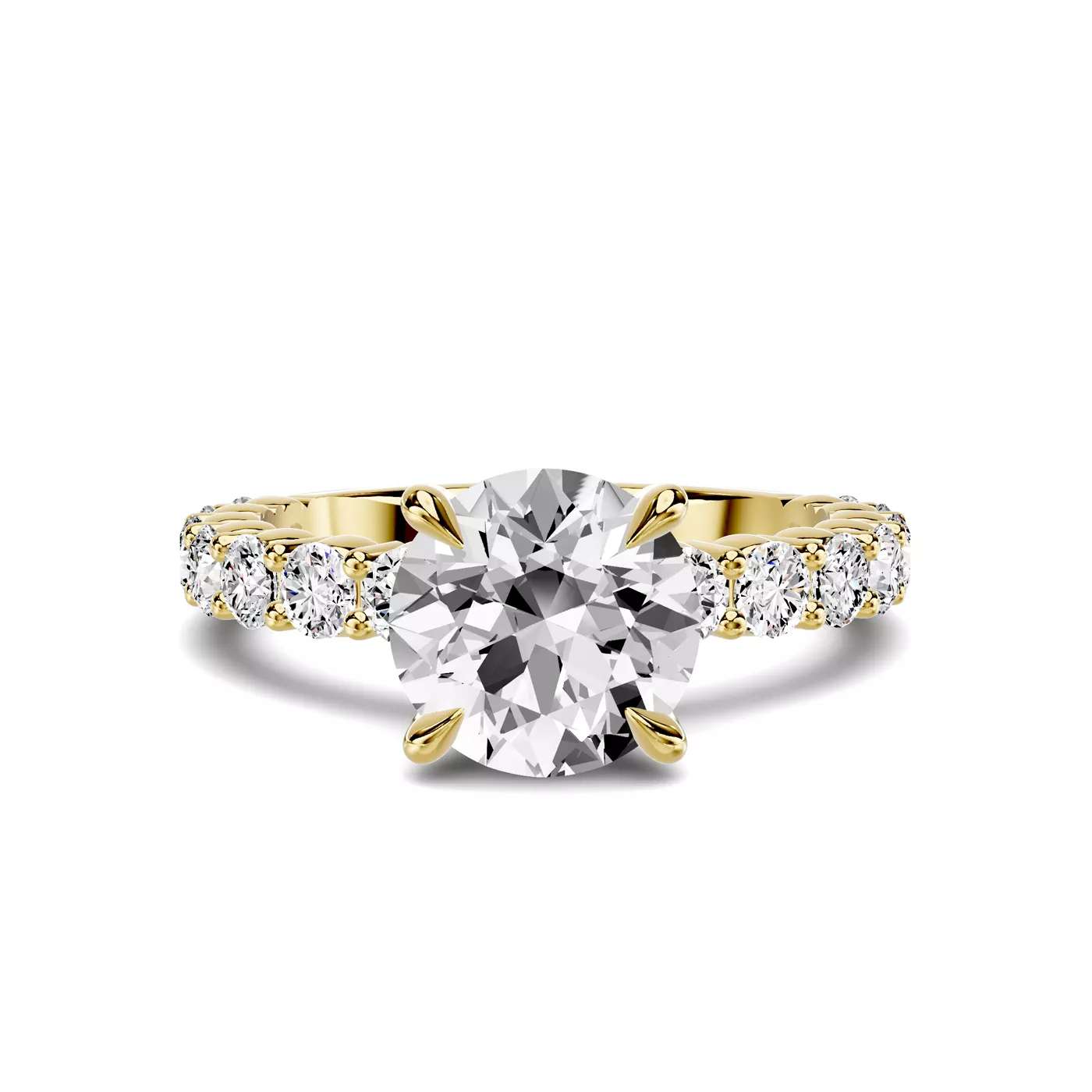 Brilliant Side Accents 14K Yellow Gold Engagement Ring
