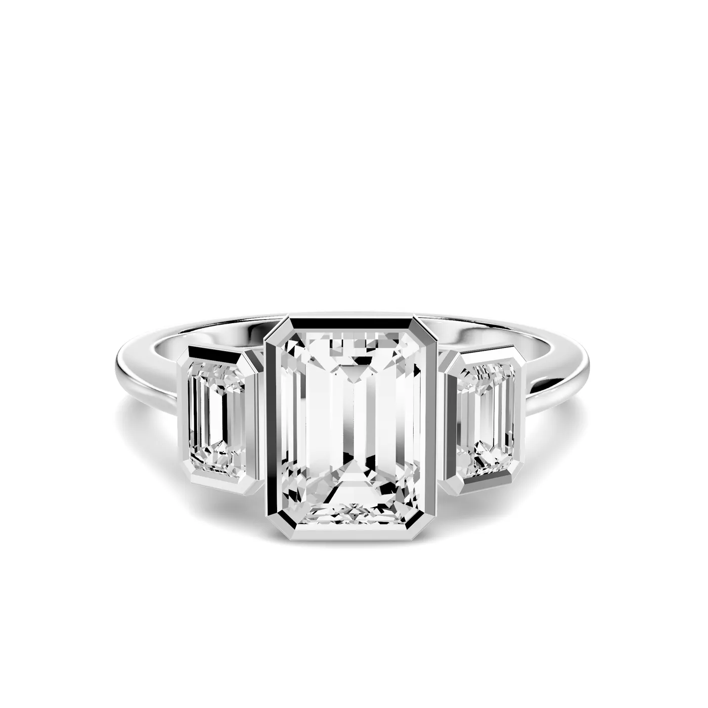 Modern Bezel Setting 14K White Gold Engagement Ring