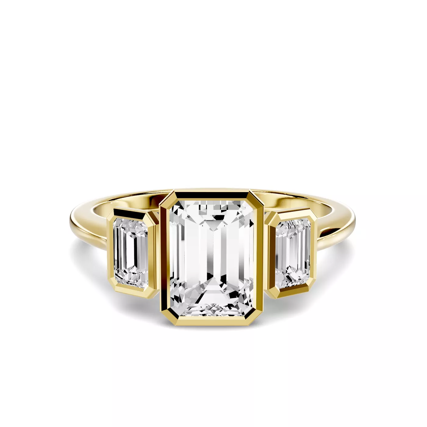 Modern Bezel Setting 14K Yellow Gold Engagement Ring