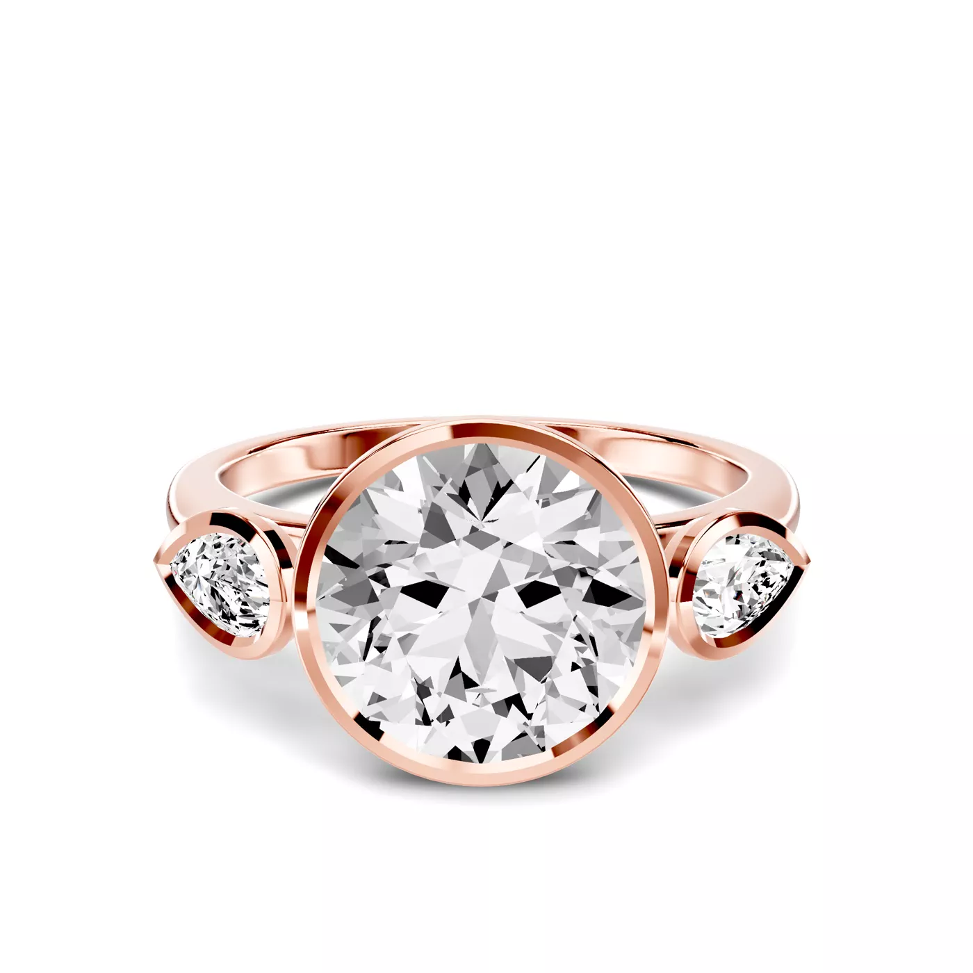 Modern Bezel Setting 14K Rose Gold Engagement Ring