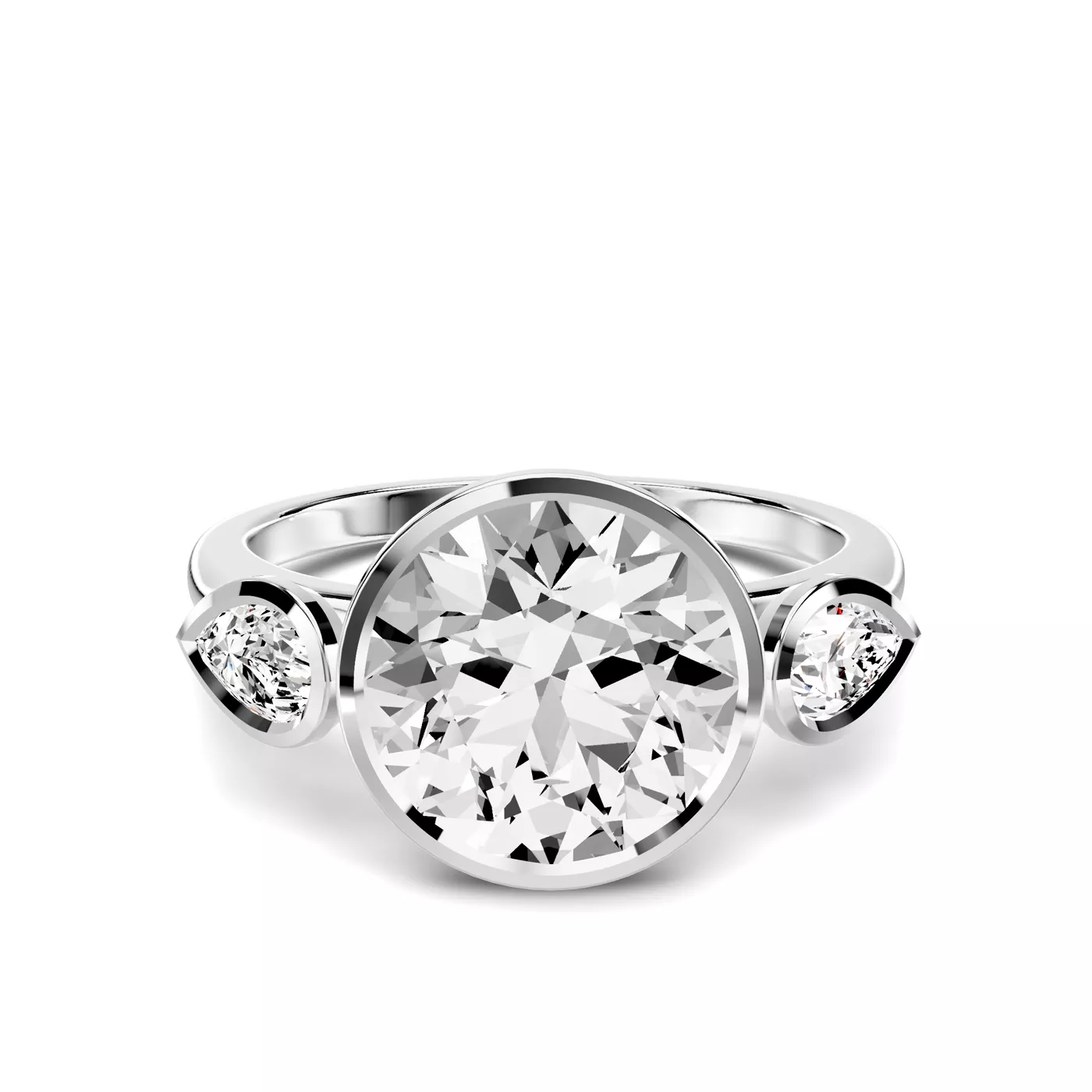 Modern Bezel Setting 14K White Gold Engagement Ring