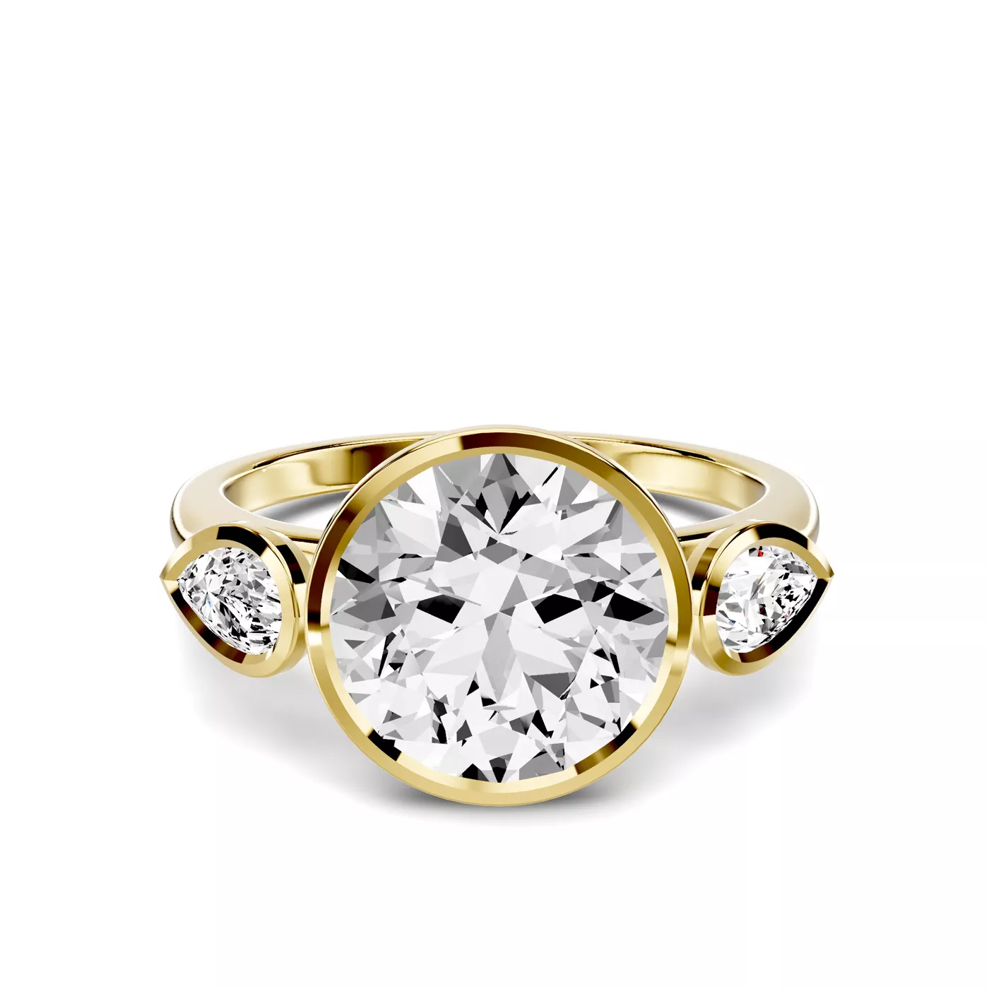 Modern Bezel Setting 14K Yellow Gold Engagement Ring