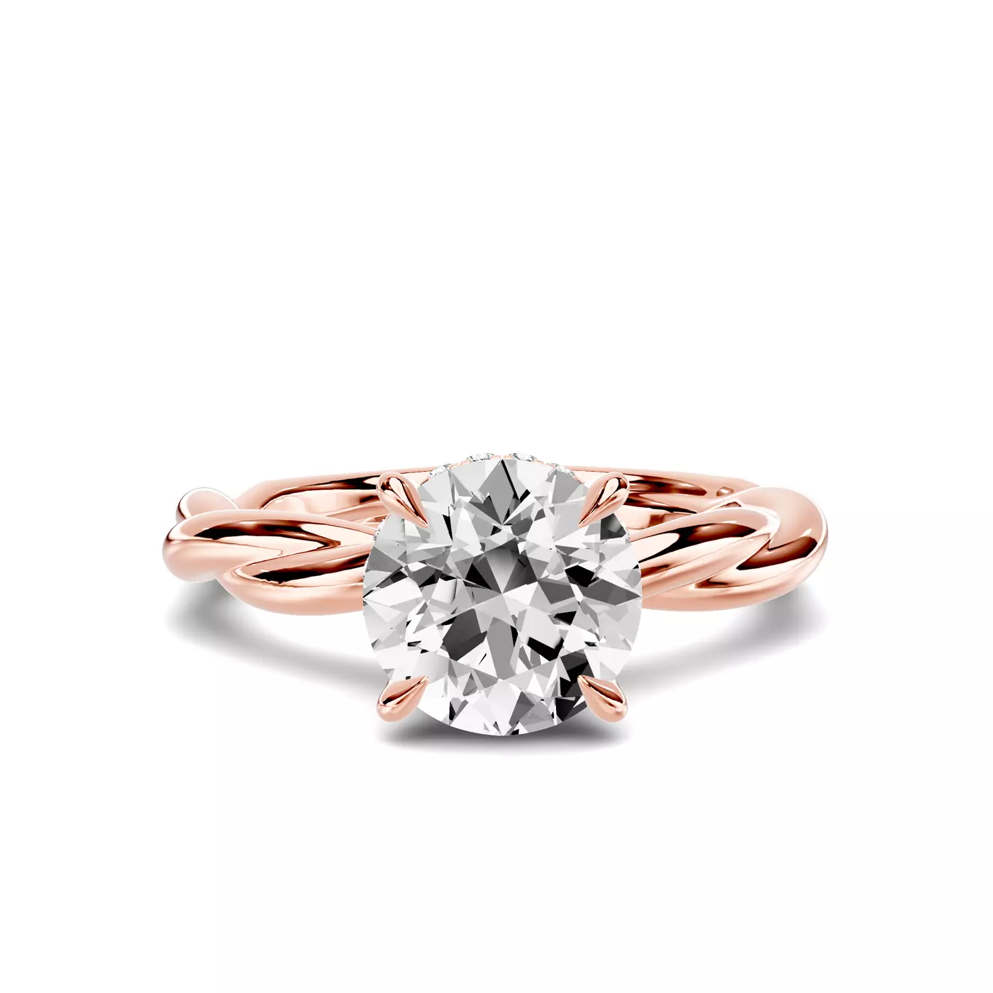 Interwoven Detailing 14K Rose Gold Engagement Ring