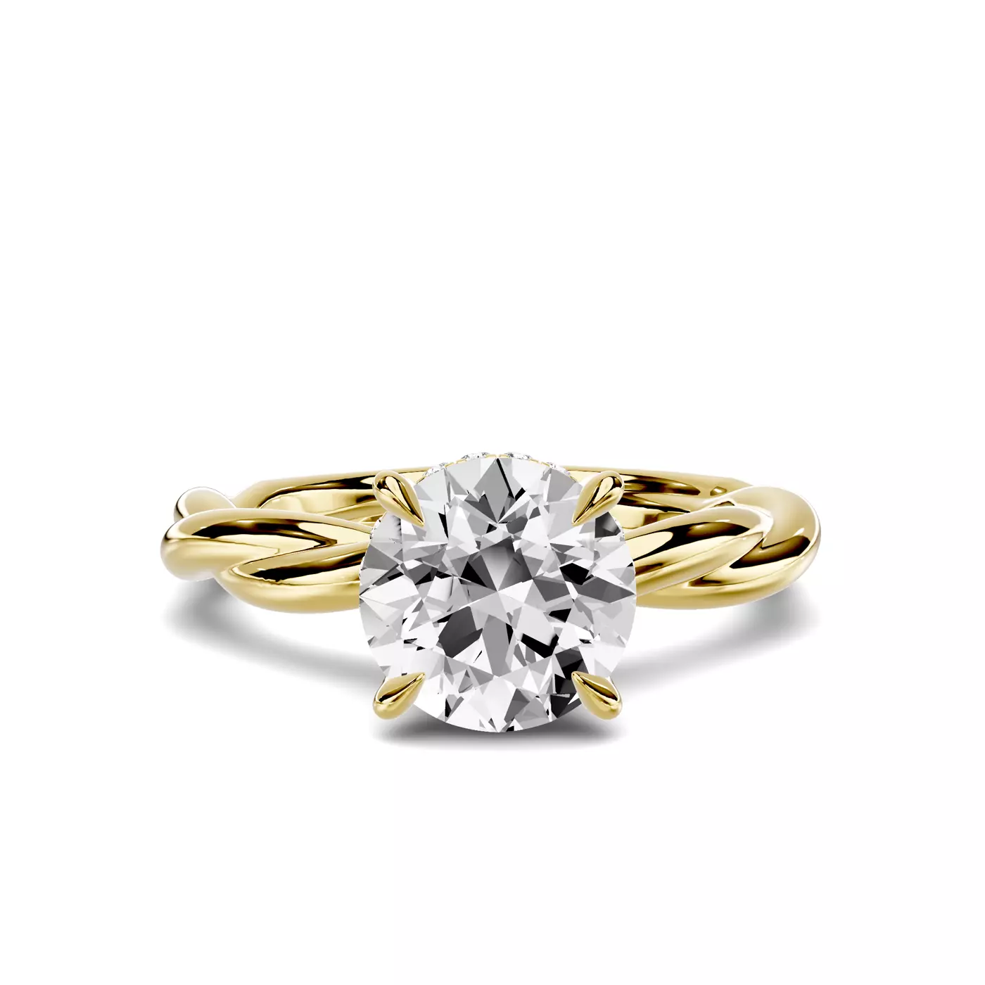 Interwoven Detailing 14K Yellow Gold Engagement Ring