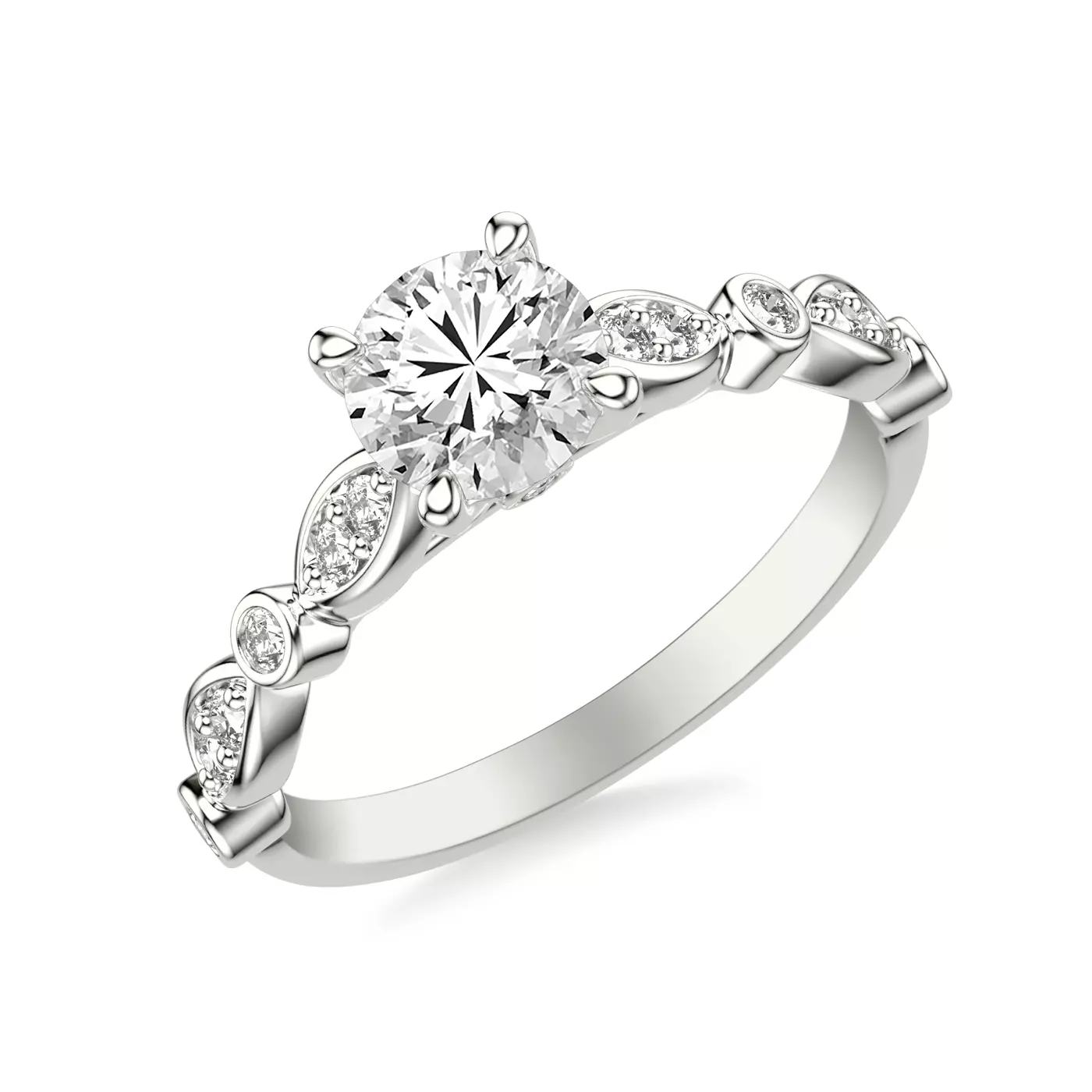 Cathedral Silhouette 14K White Gold Engagement Ring