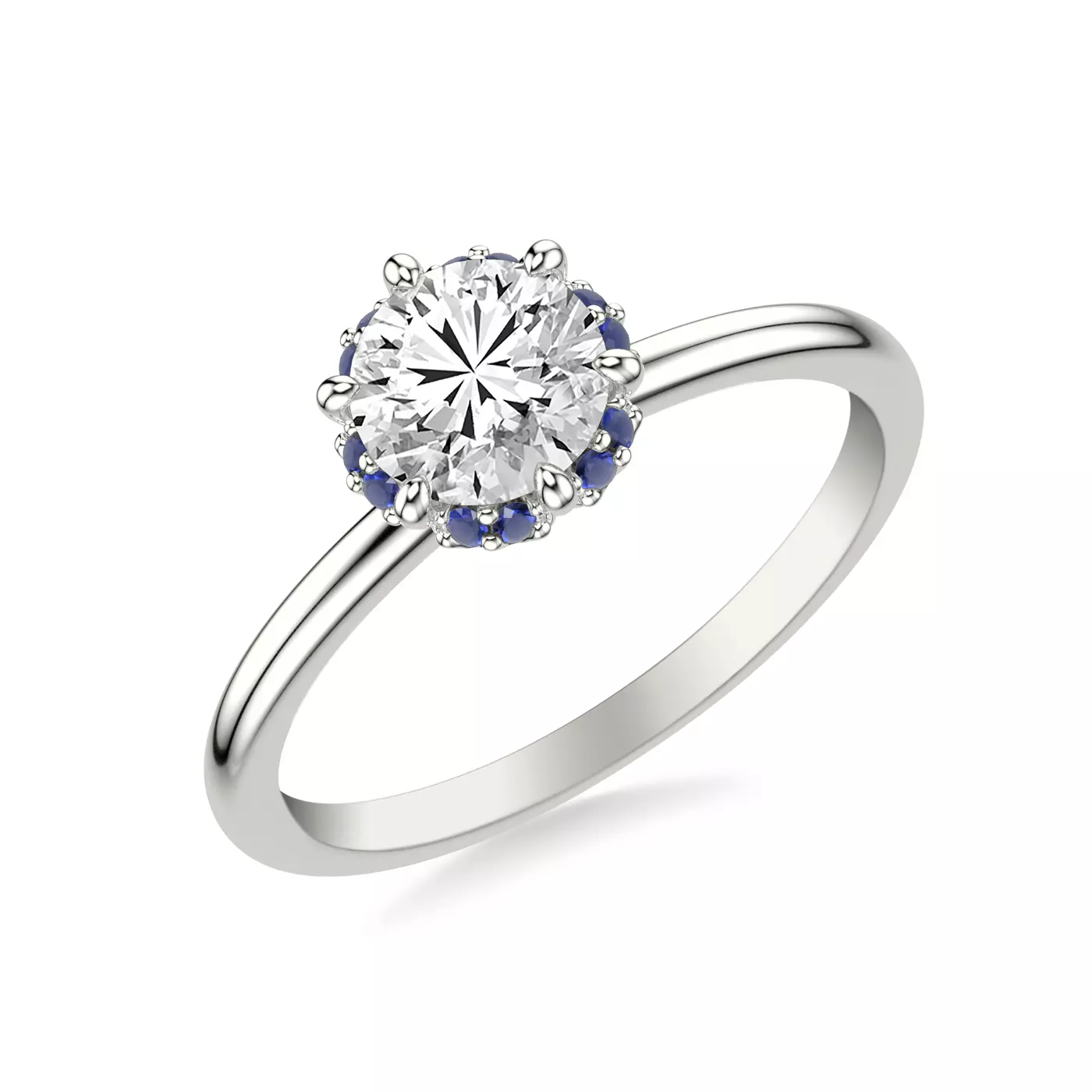 Brilliant Halo Frame 14K White Gold Engagement Ring