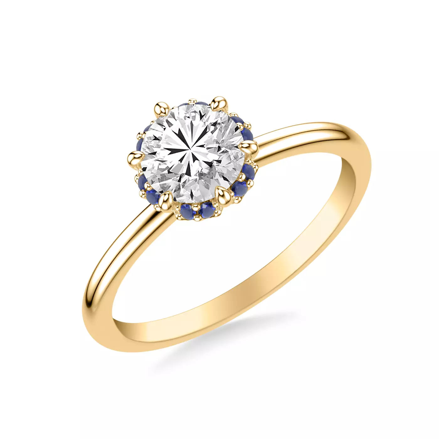 Brilliant Halo Frame 14K Yellow Gold Engagement Ring