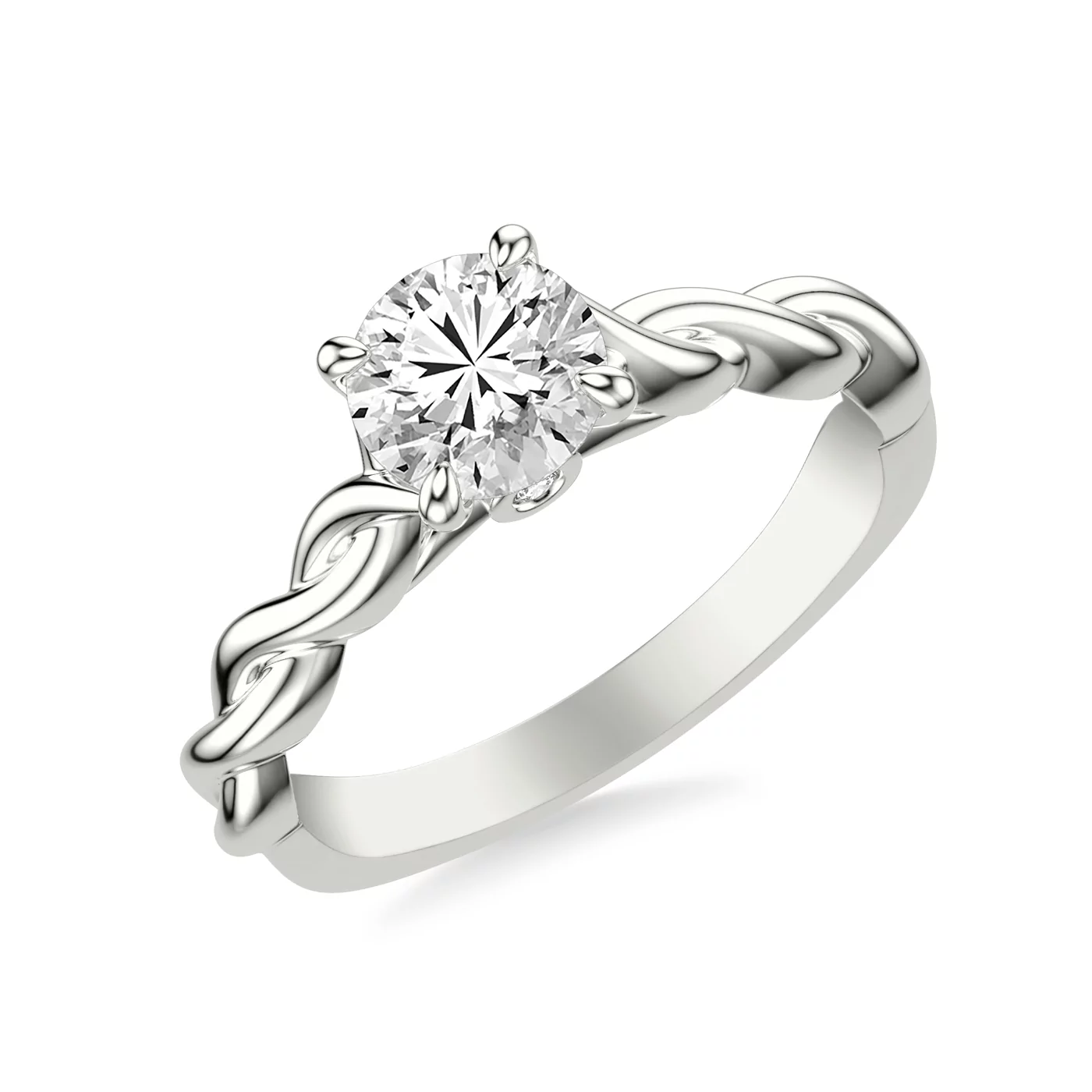 Interwoven Band Detail Platinum Engagement Ring