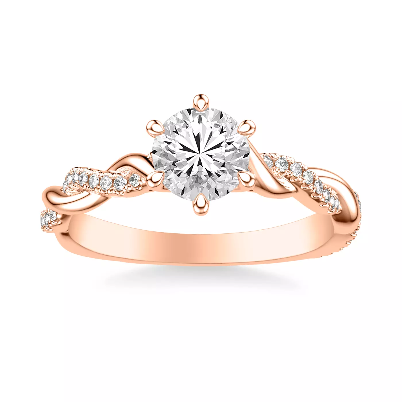 Darcy Diamond Twist Engagement Ring - 14K Rose Gold