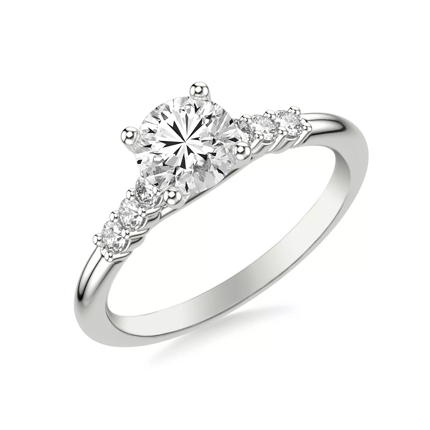 Brilliant Side Accents 14K White Gold Engagement Ring