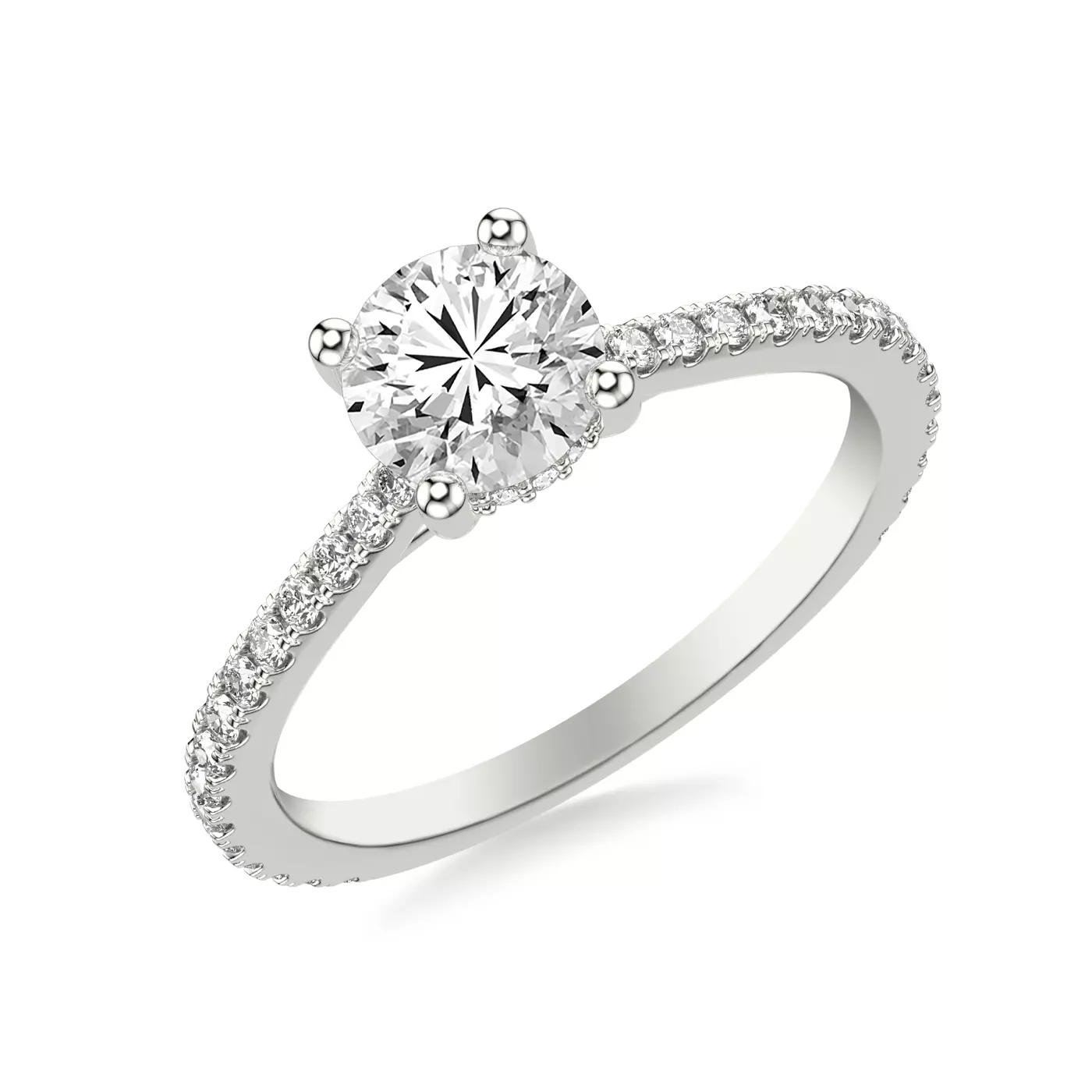 Pavé Three-Quarter Band Platinum Engagement Ring