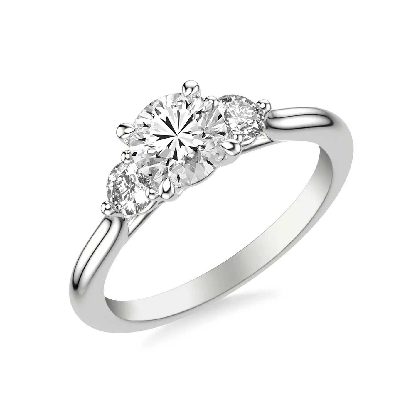 Brilliant Side Accents 14K White Gold Engagement Ring