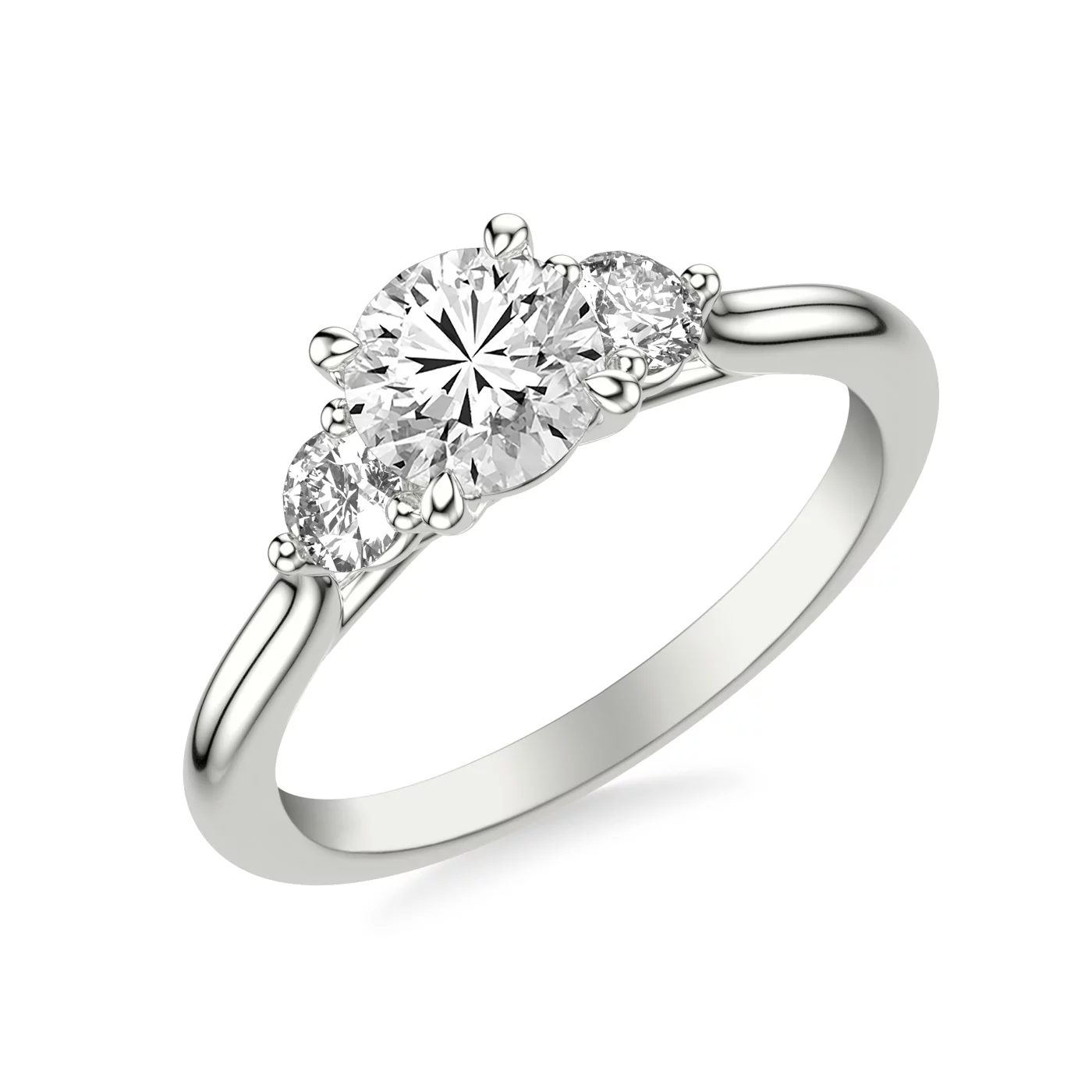 Brilliant Side Accents 18K White Gold Engagement Ring