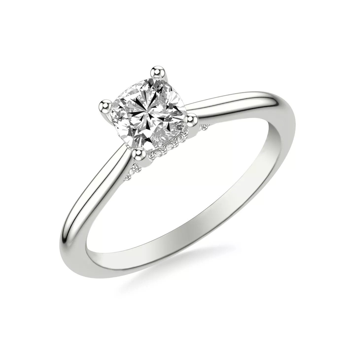 Hidden Halo 18K White Gold Engagement Ring