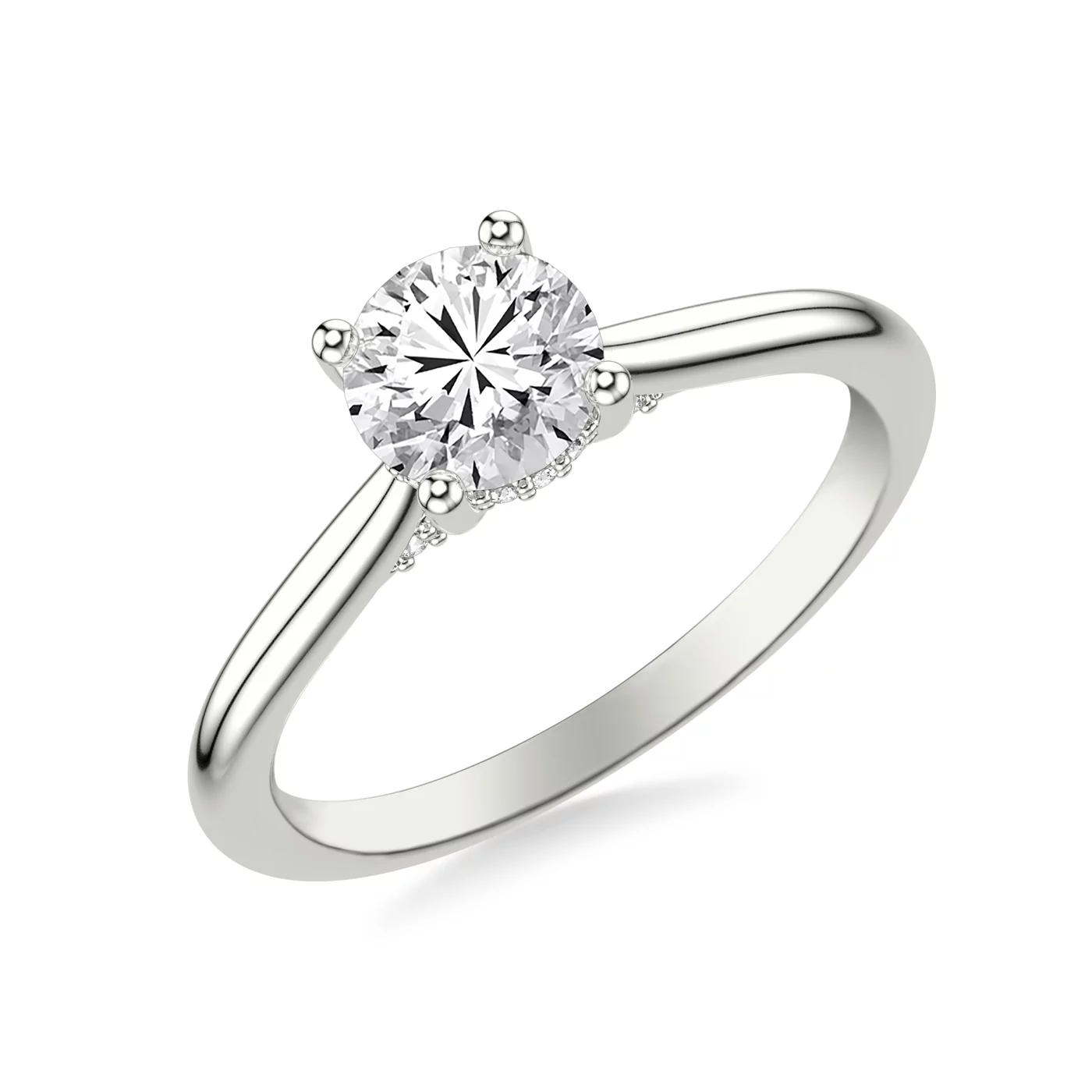 Hidden Halo 18K White Gold Engagement Ring