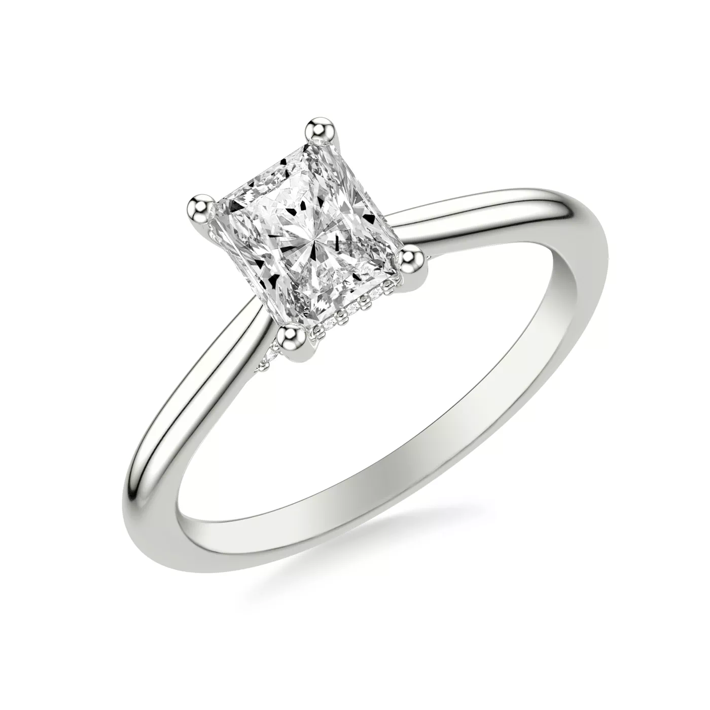 Hidden Halo 18K White Gold Engagement Ring