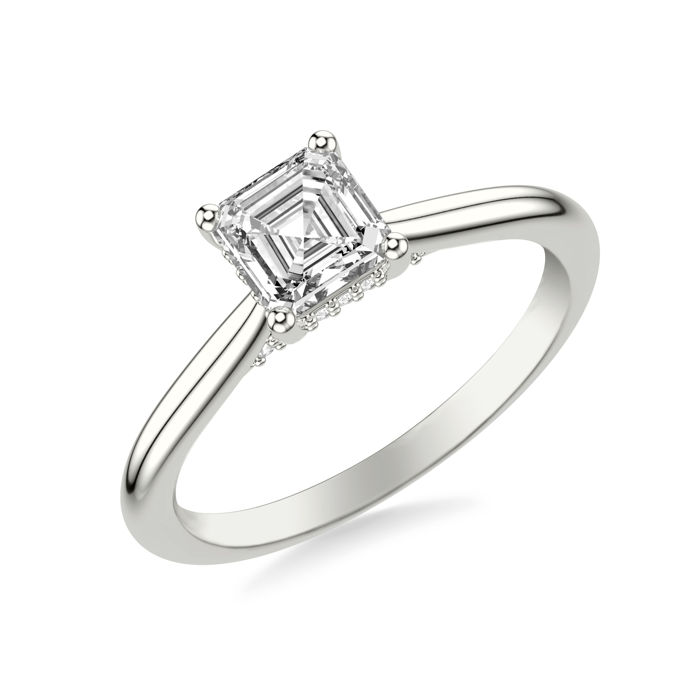 Hidden Halo 18K White Gold Engagement Ring