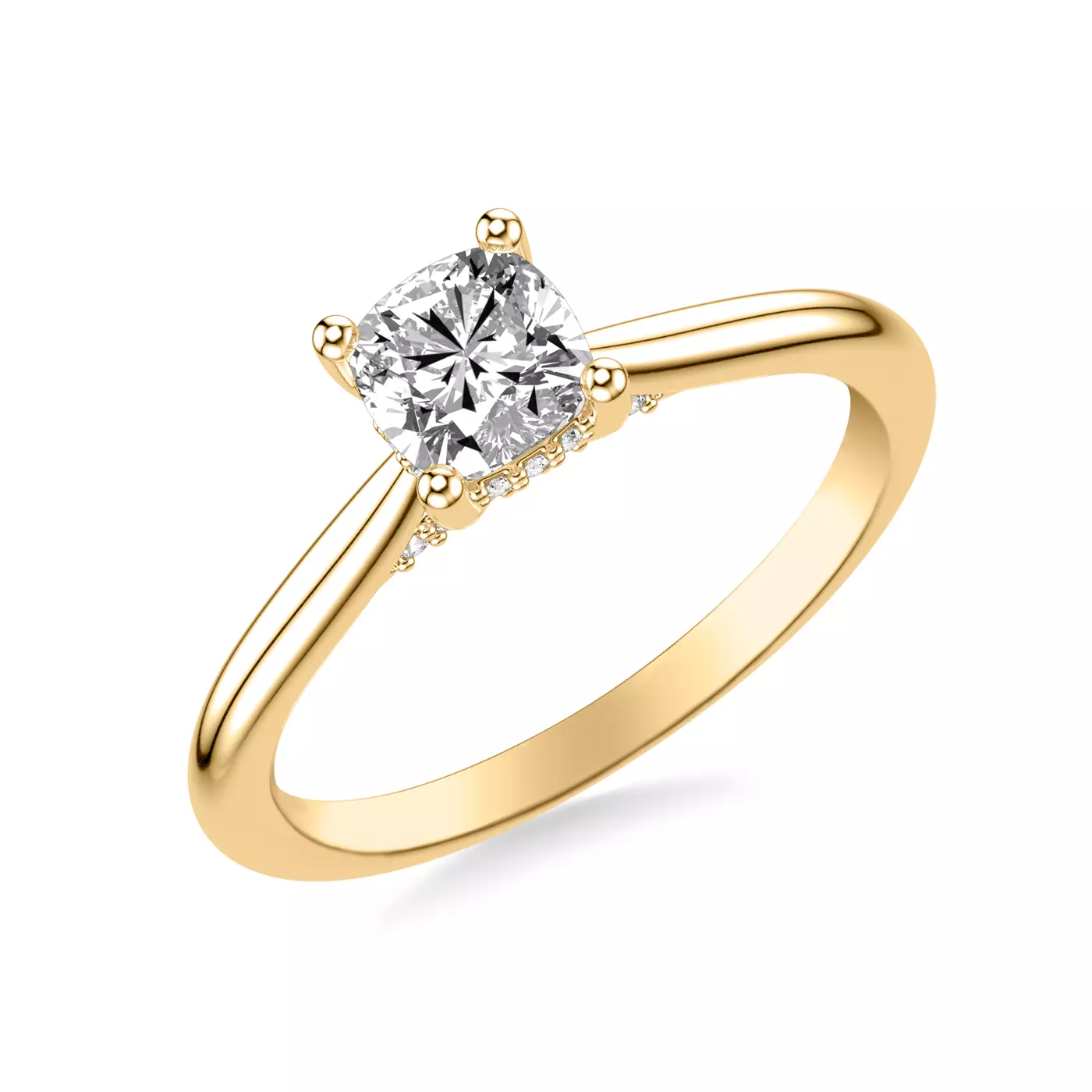 Hidden Halo 18K Yellow Gold Engagement Ring