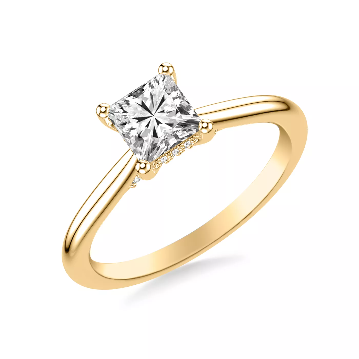 Hidden Halo 18K Yellow Gold Engagement Ring
