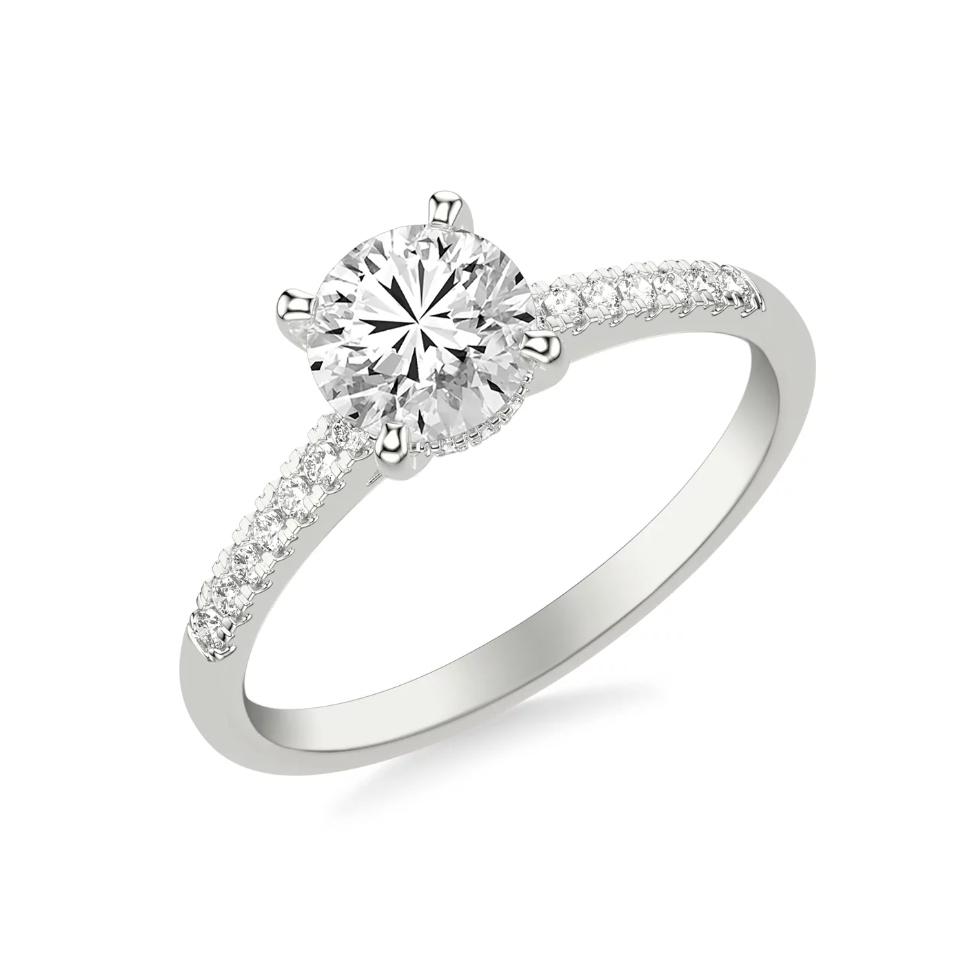 Pavé Cathedral Trail 14K White Gold Engagement Ring