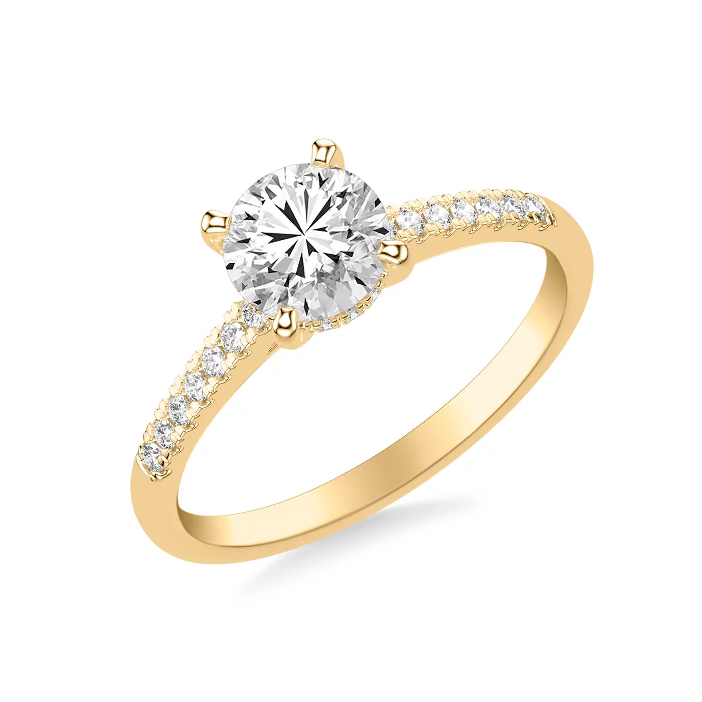 Pavé Cathedral Trail 14K Yellow Gold Engagement Ring