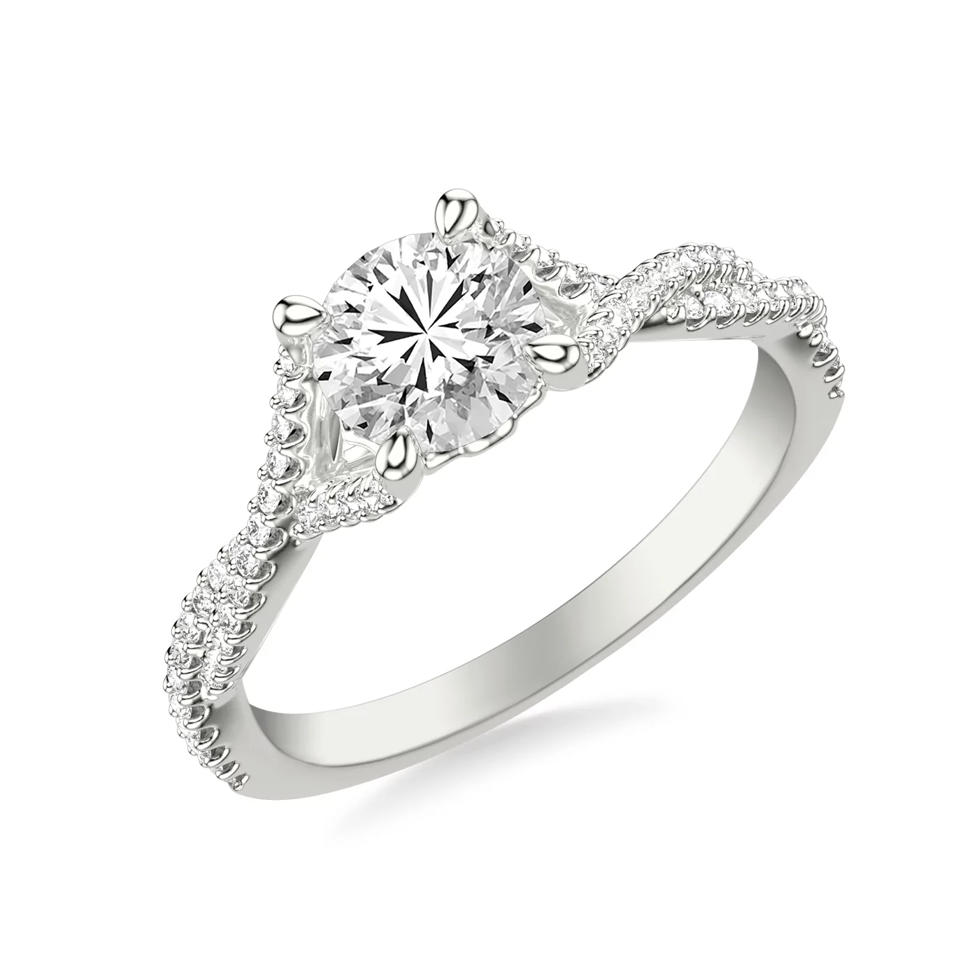 Interwoven Band Detail Platinum Engagement Ring
