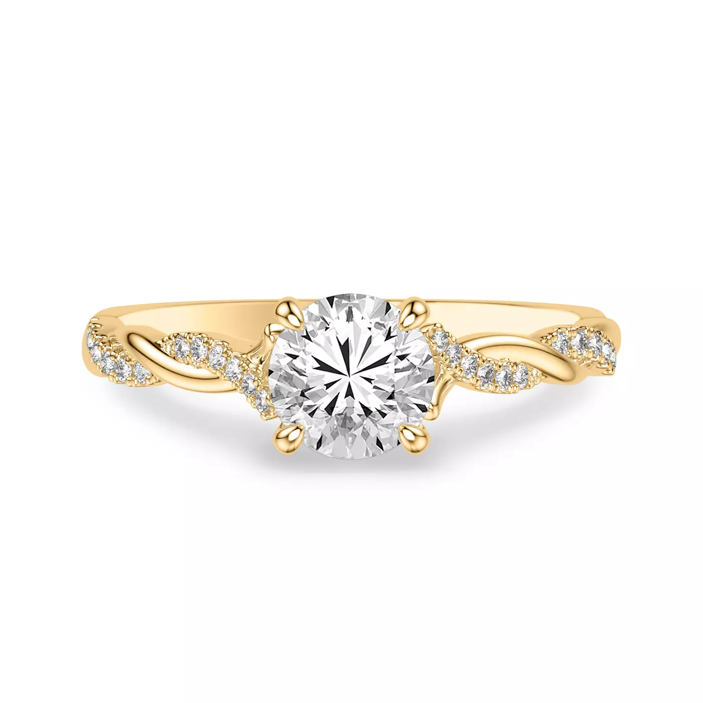 Kayleigh Lab Diamond Twist Engagement Ring - 14K Yellow Gold