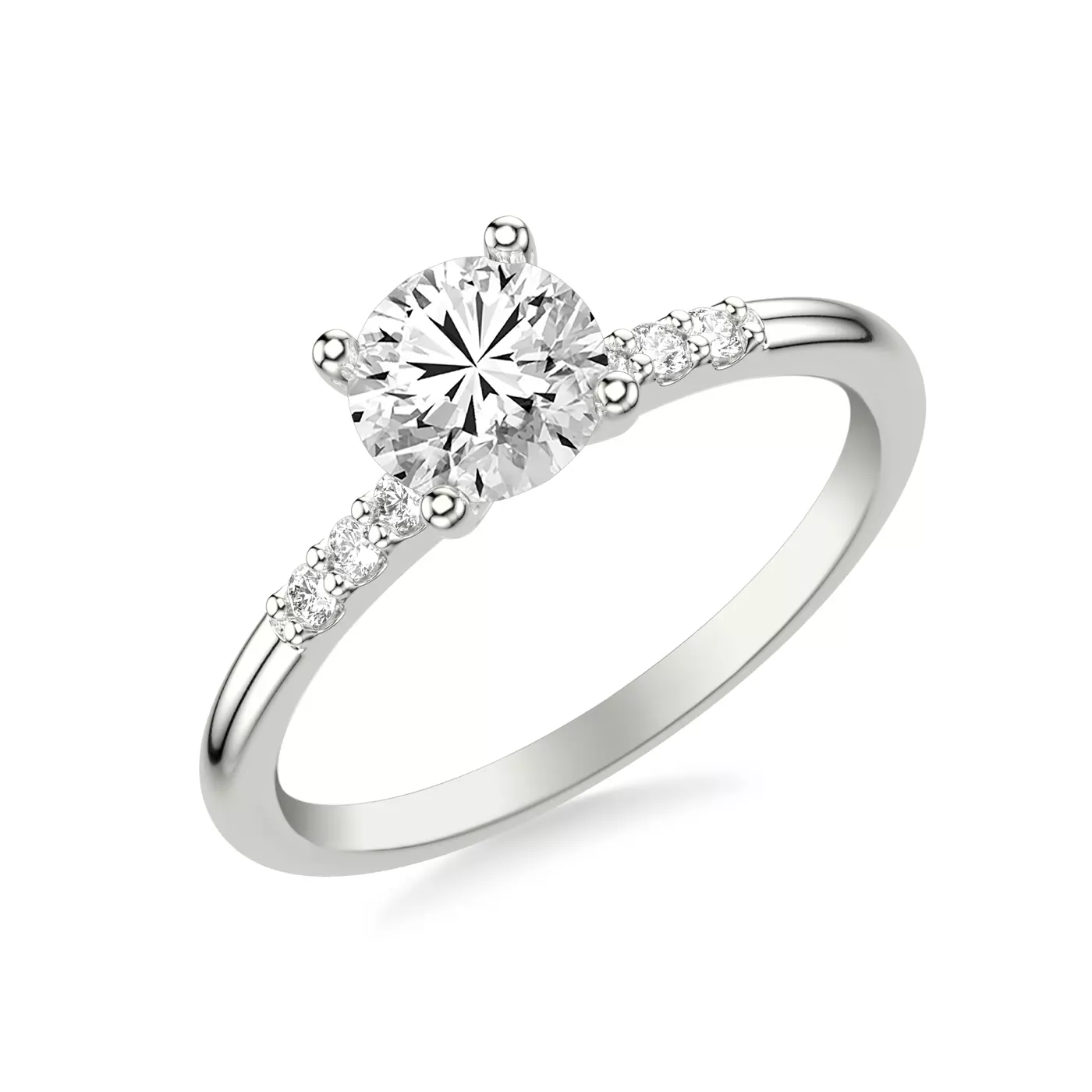Brilliant Side Accents 14K White Gold Engagement Ring