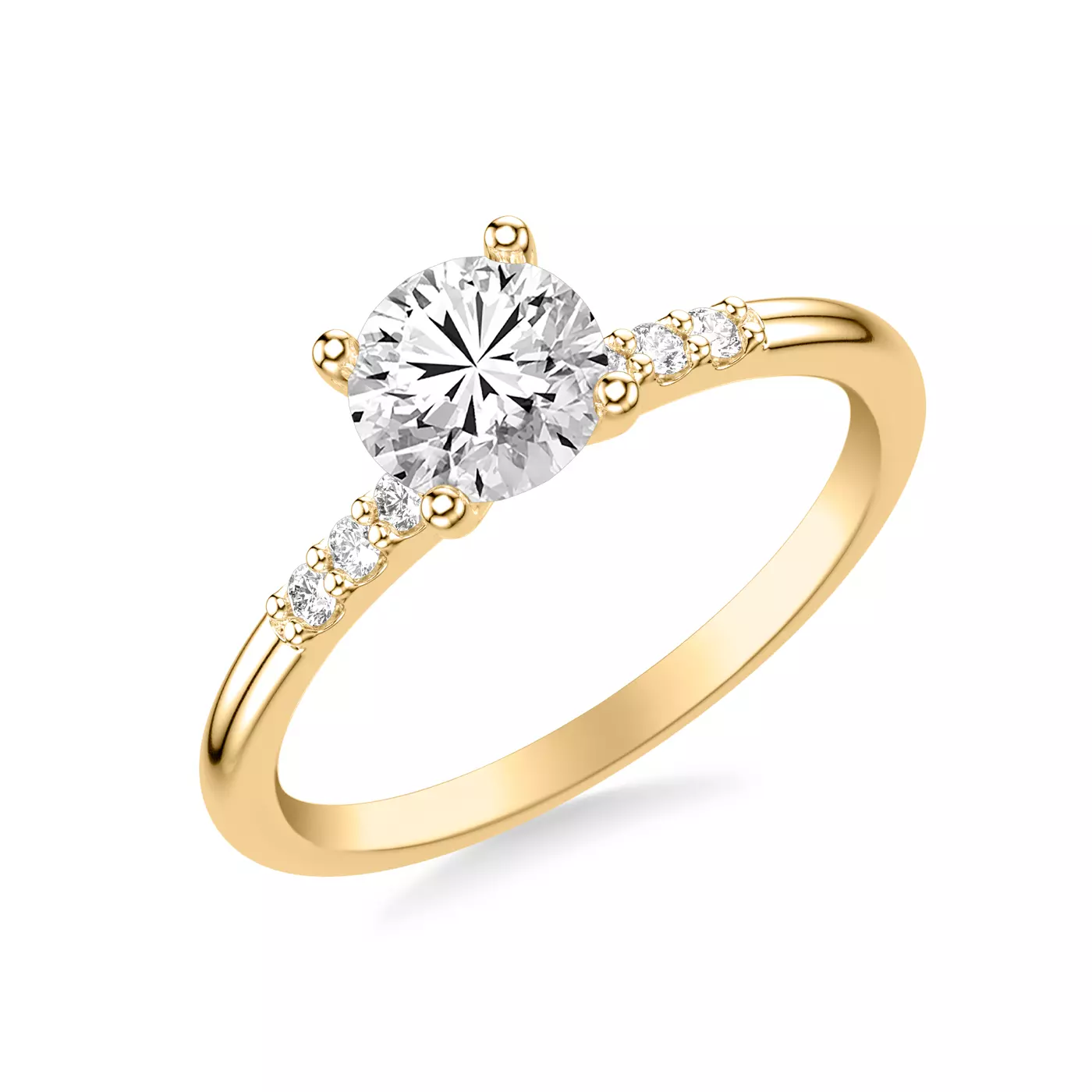 Brilliant Side Accents 14K Yellow Gold Engagement Ring