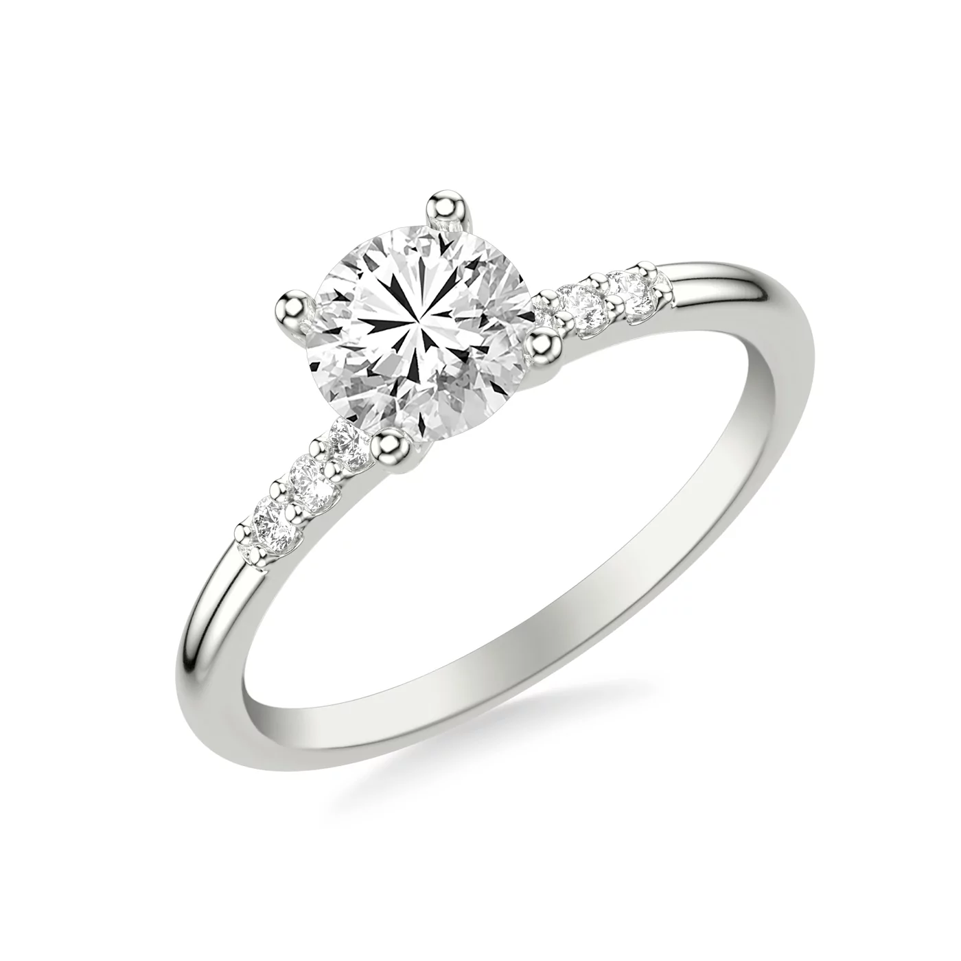 Brilliant Side Accents 18K White Gold Engagement Ring
