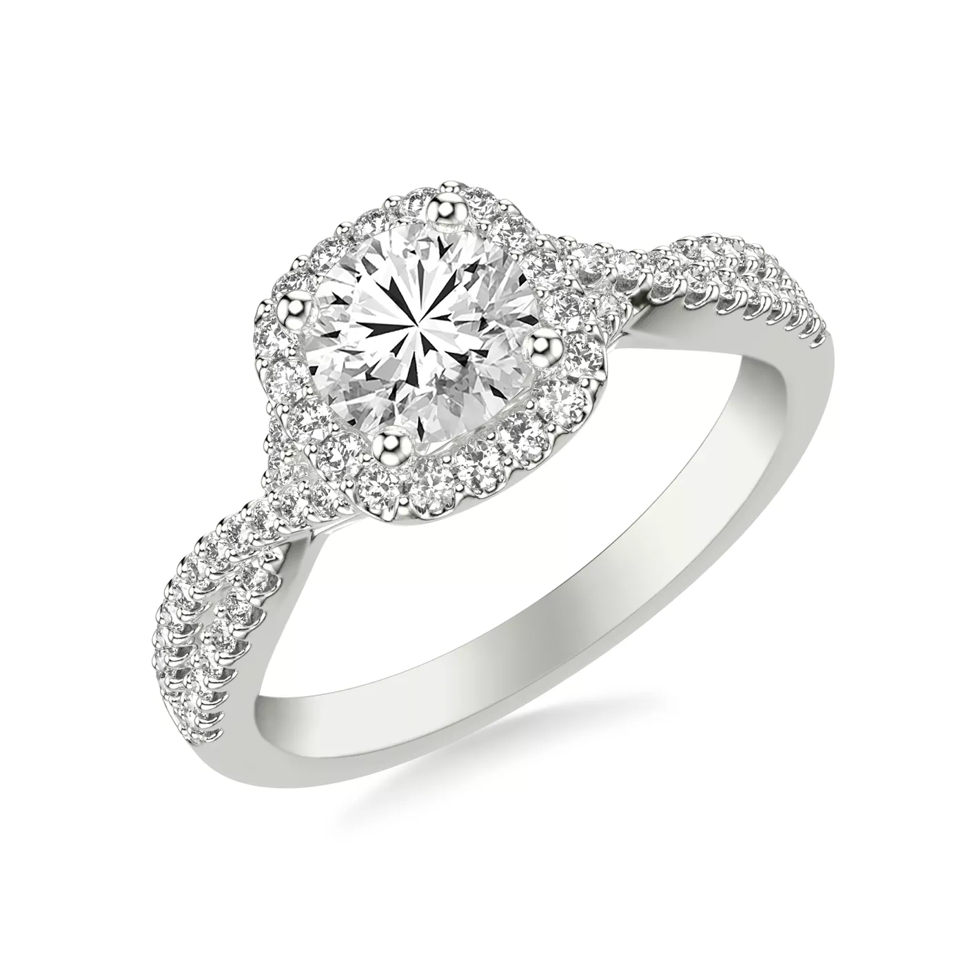 Brilliant Halo Frame 14K White Gold Engagement Ring