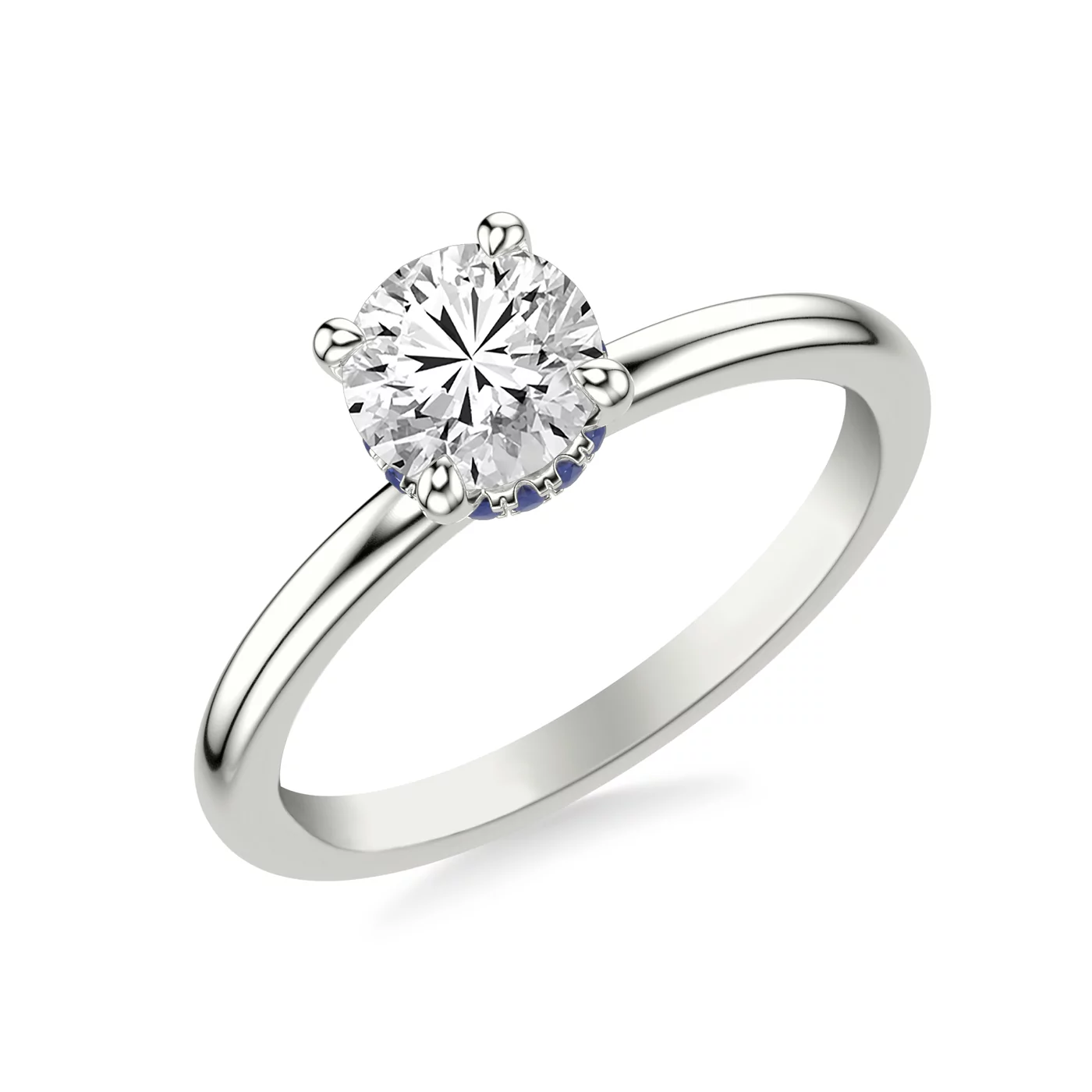 Hidden Halo Sparkle 14K White Gold Engagement Ring