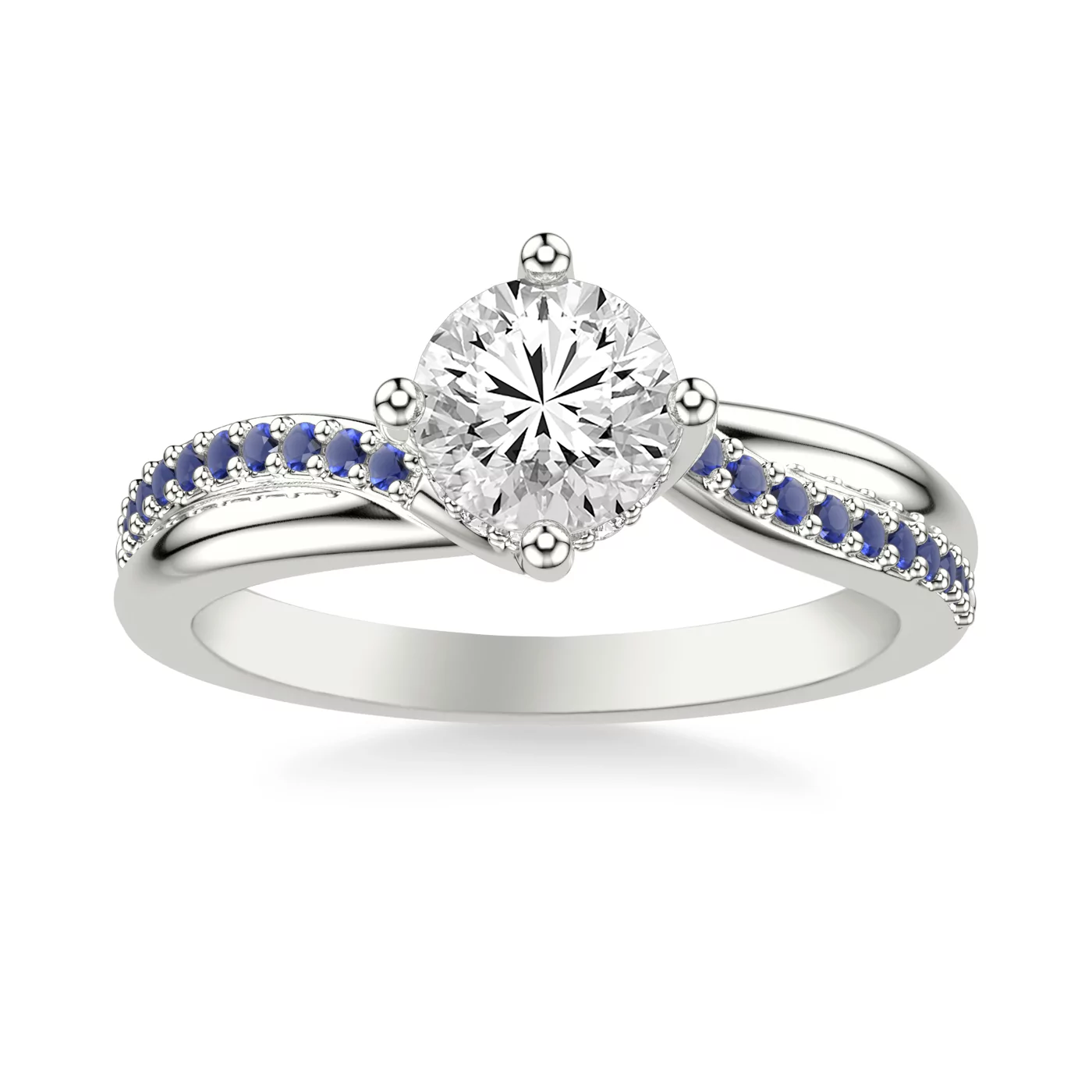 Interwoven Band Detail 14K White Gold Engagement Ring