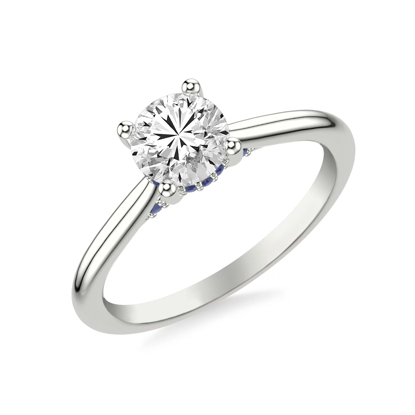 Hidden Halo Sparkle 14K White Gold Engagement Ring