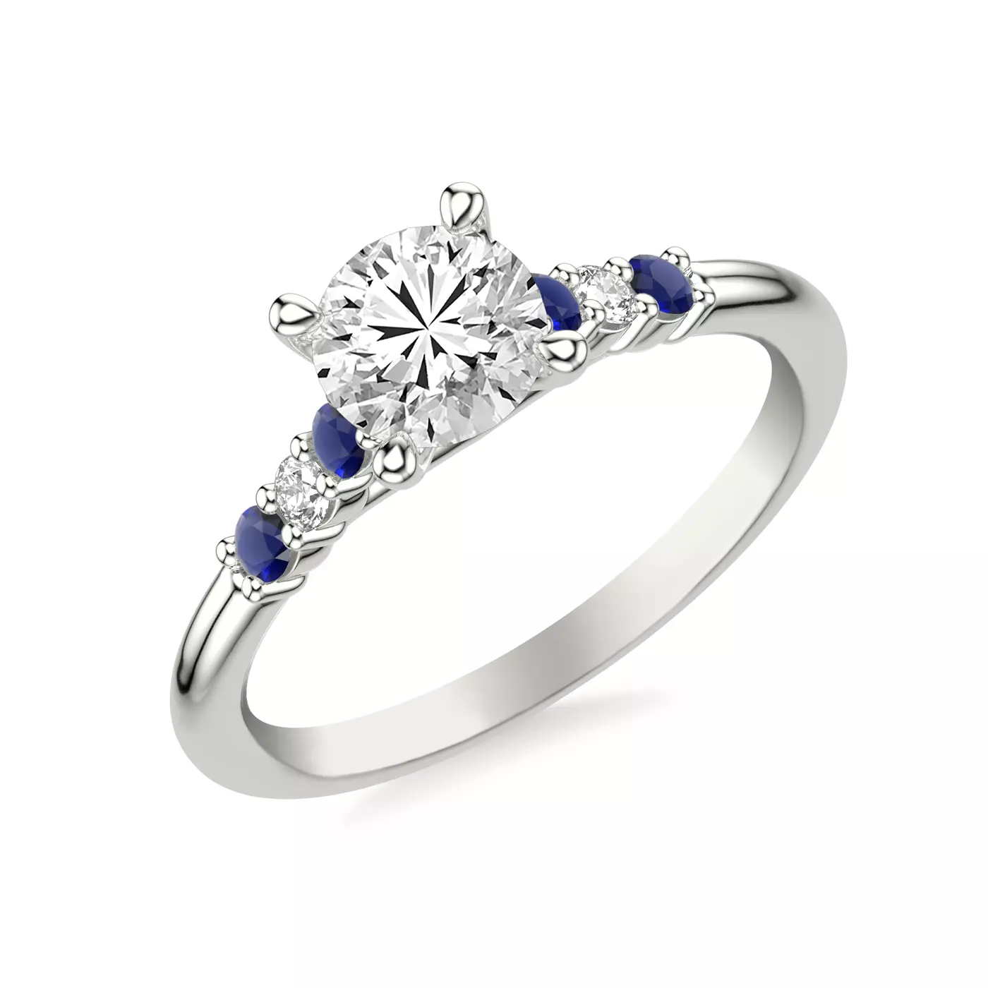 Brilliant Side Accents 14K White Gold Engagement Ring