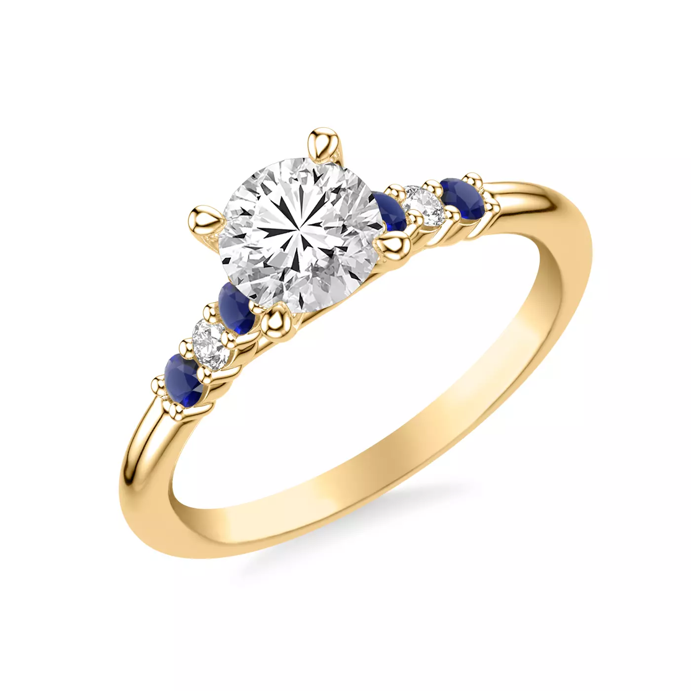 Brilliant Side Accents 14K Yellow Gold Engagement Ring