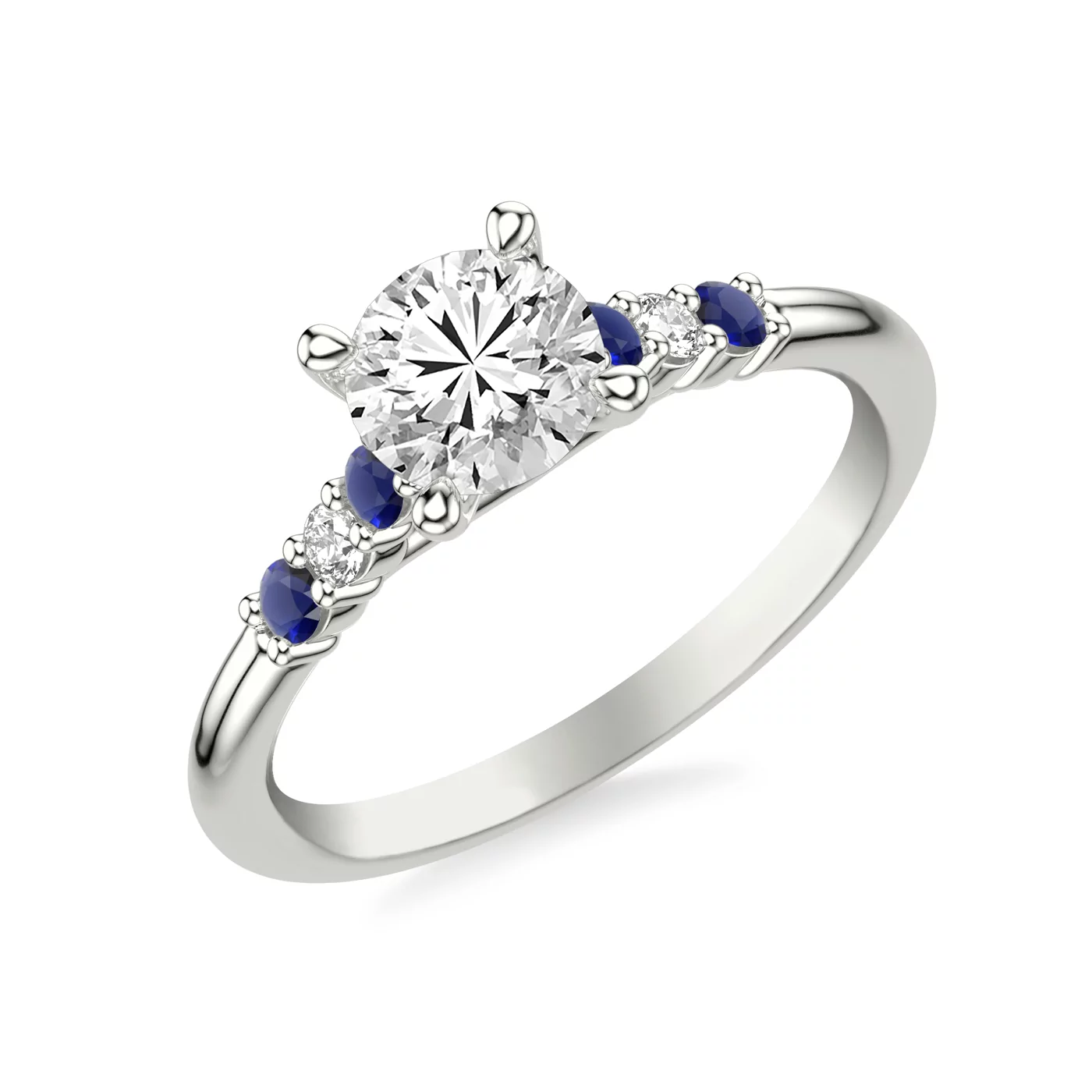 Brilliant Side Accents 18K White Gold Engagement Ring