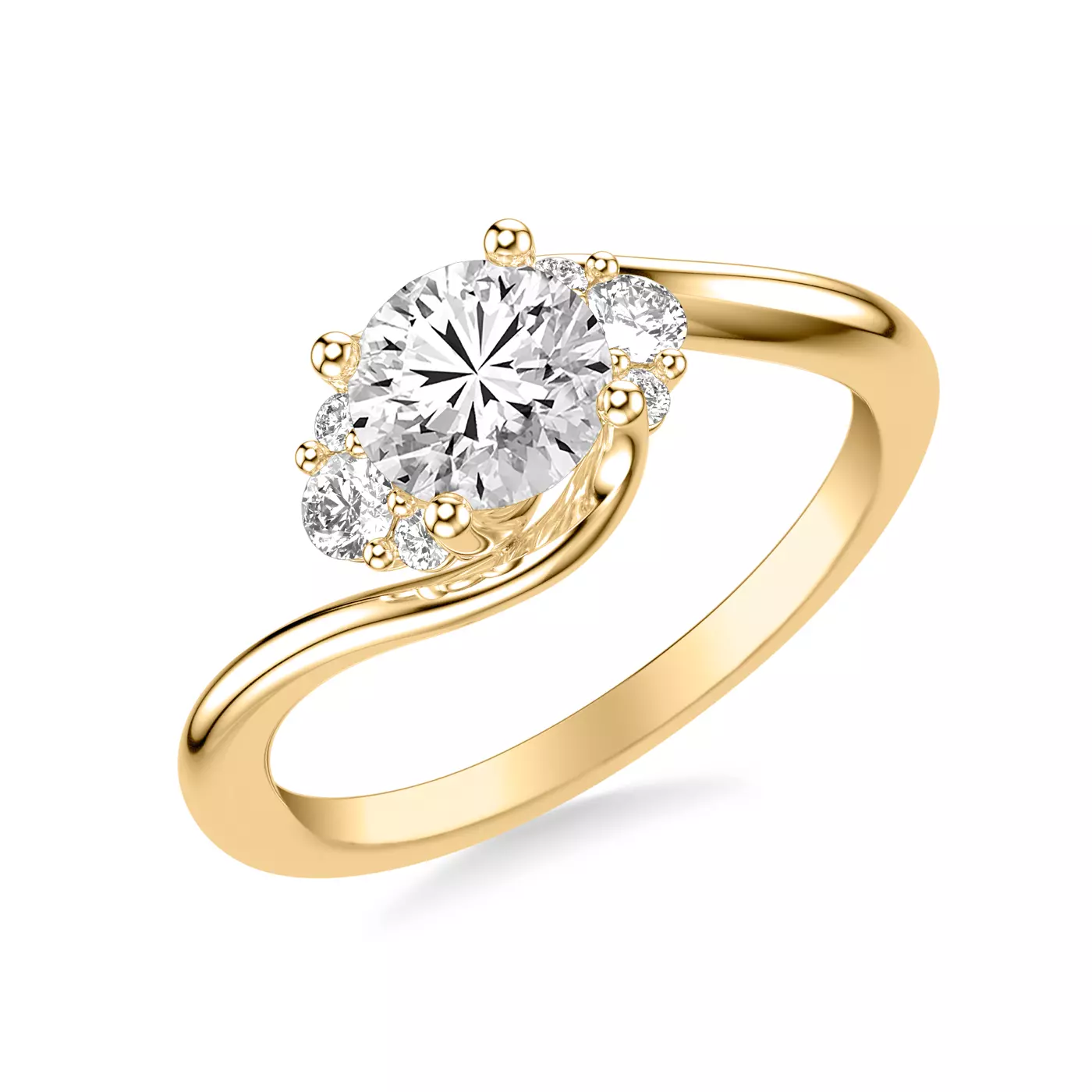 Graduated Side Stones 14K Yellow Gold Engagement Ring