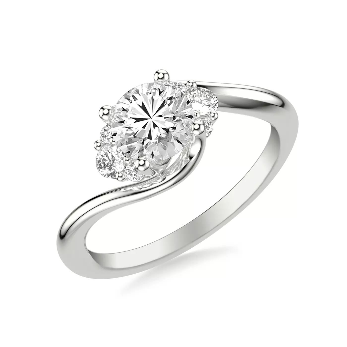Graduated Side Stones Platinum Engagement Ring
