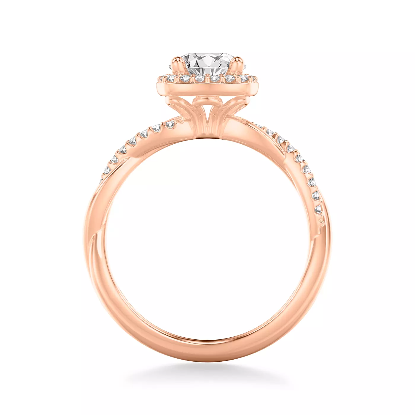 Brilliant Halo 14K Rose Gold Engagement Ring