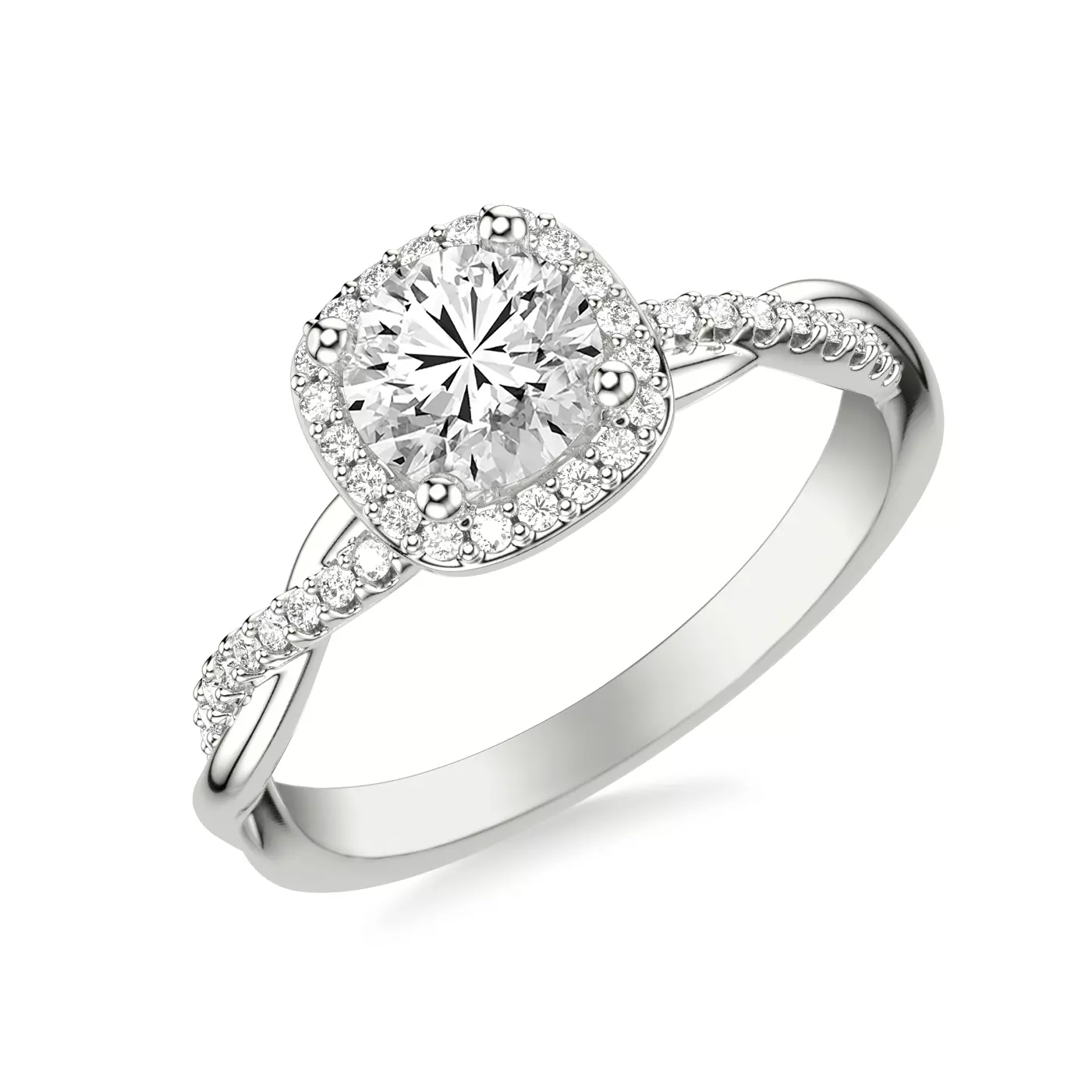 Brilliant Halo 14K White Gold Engagement Ring