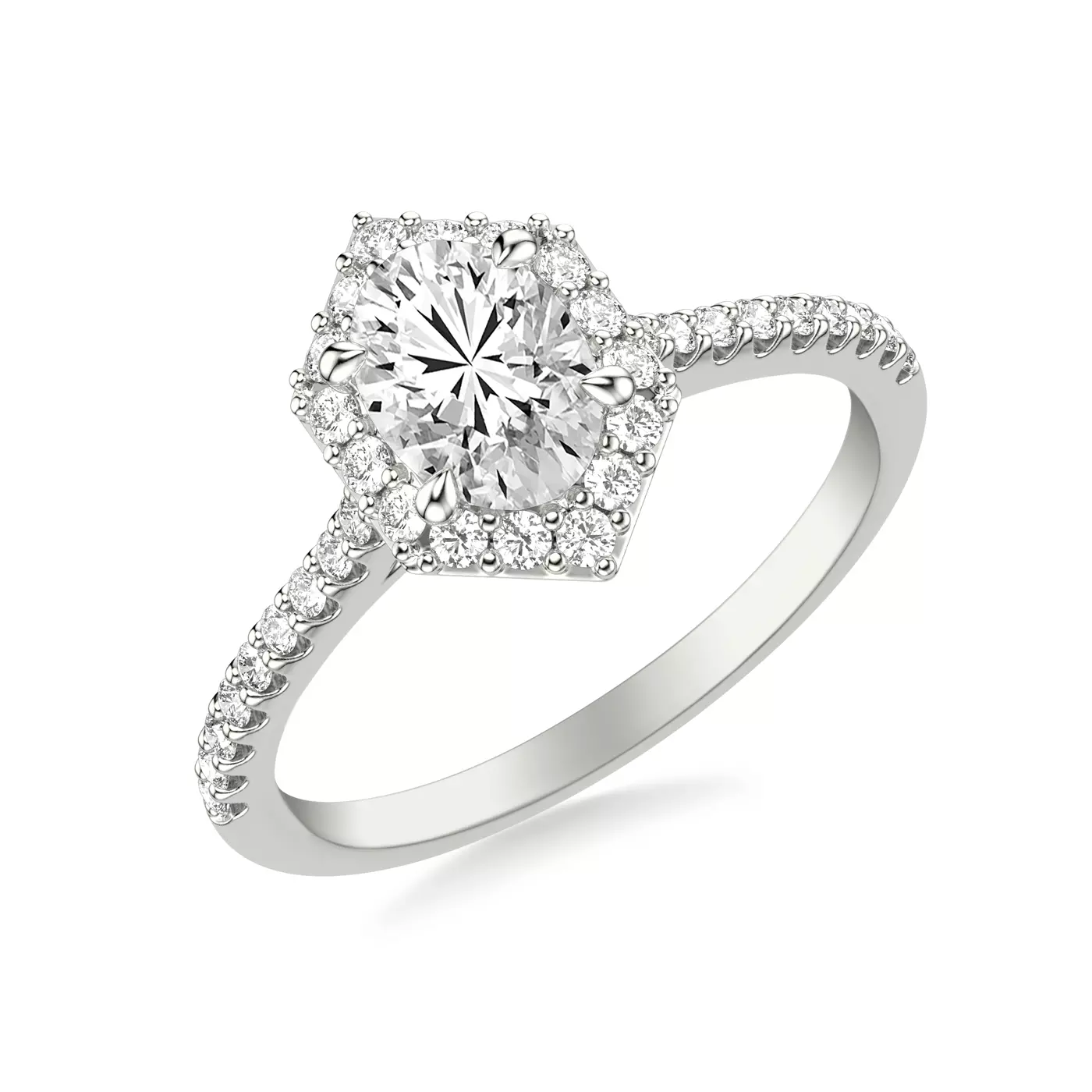 Radiant Halo Frame 14K White Gold Engagement Ring