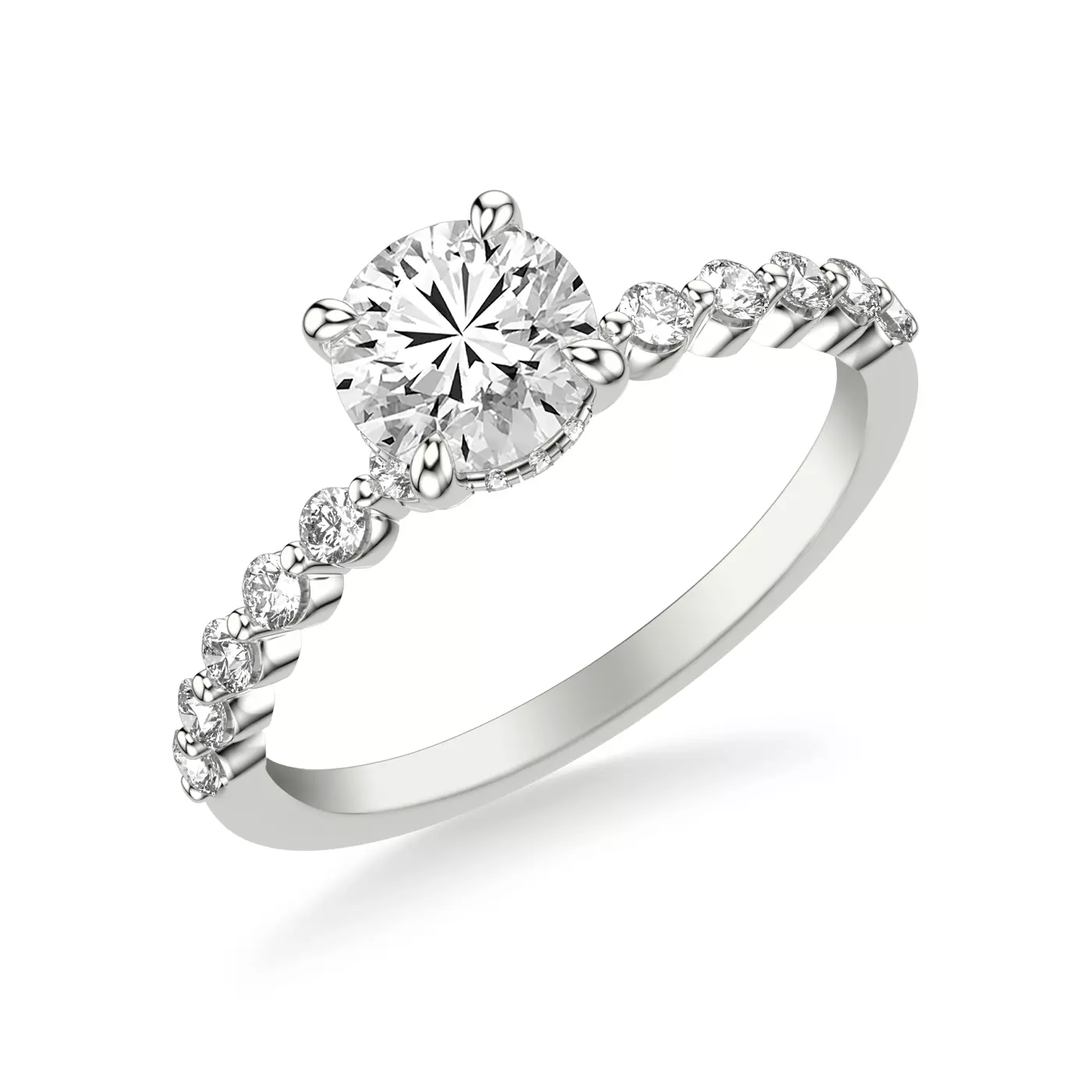 Radiant Halo Design 14K White Gold Engagement Ring
