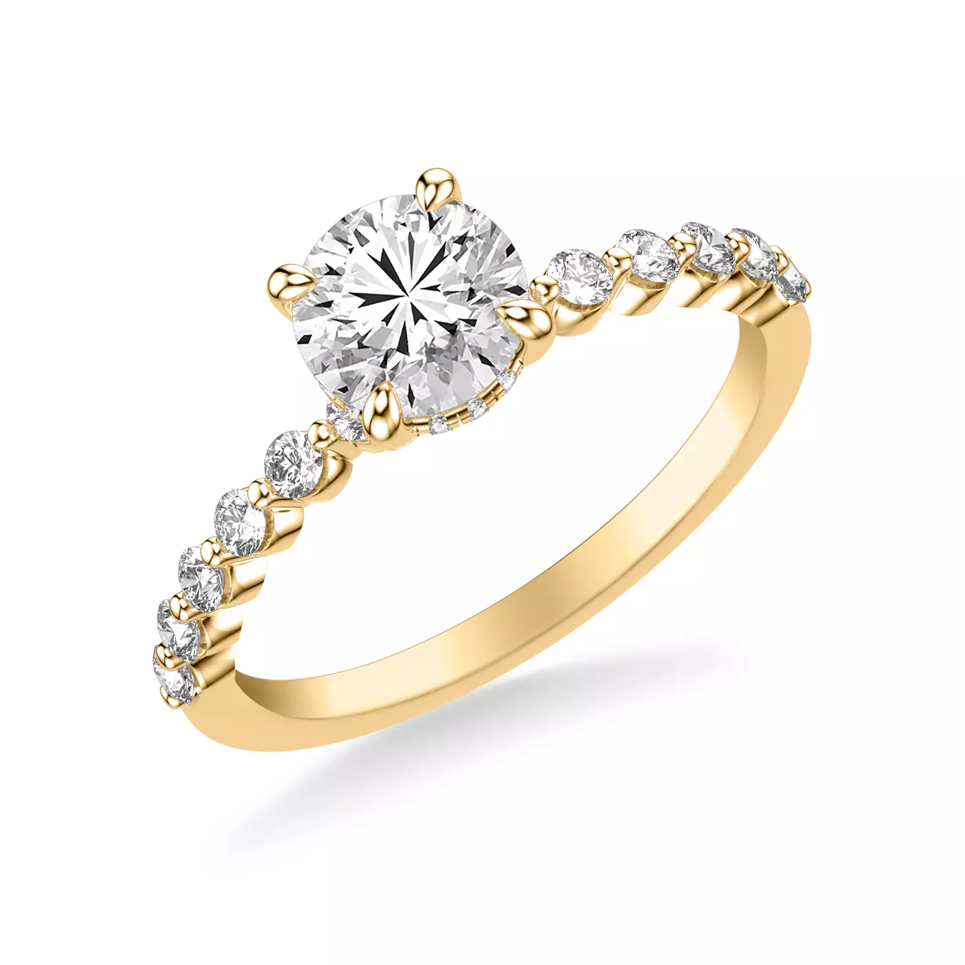 Radiant Halo Design 14K Yellow Gold Engagement Ring