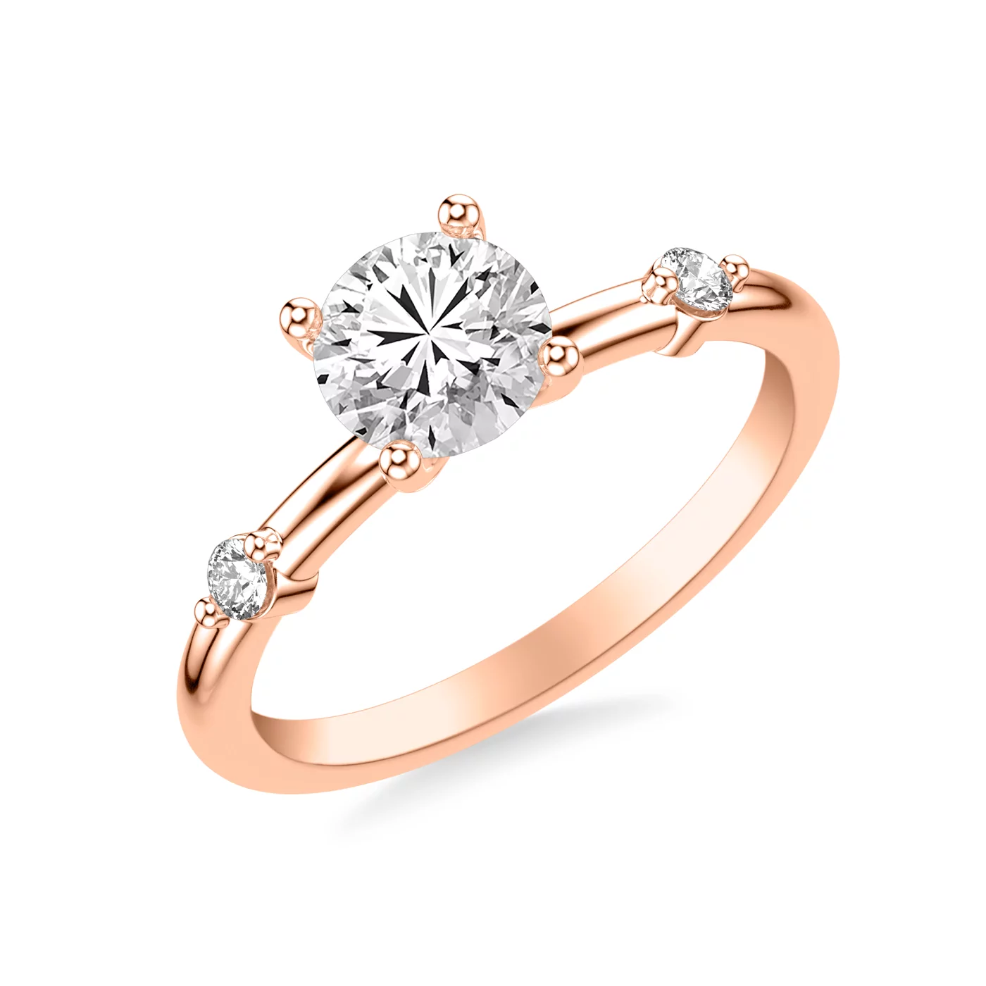 Three-Stone Symbolism 14K Rose Gold Engagement Ring