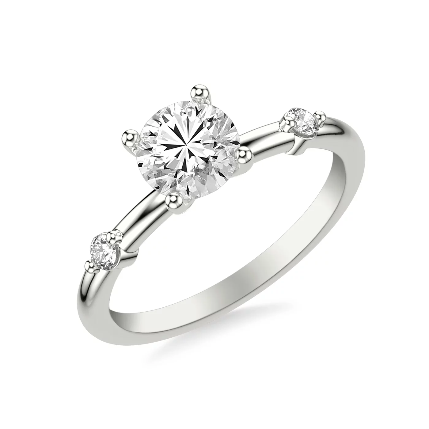 Three-Stone Symbolism 14K White Gold Engagement Ring